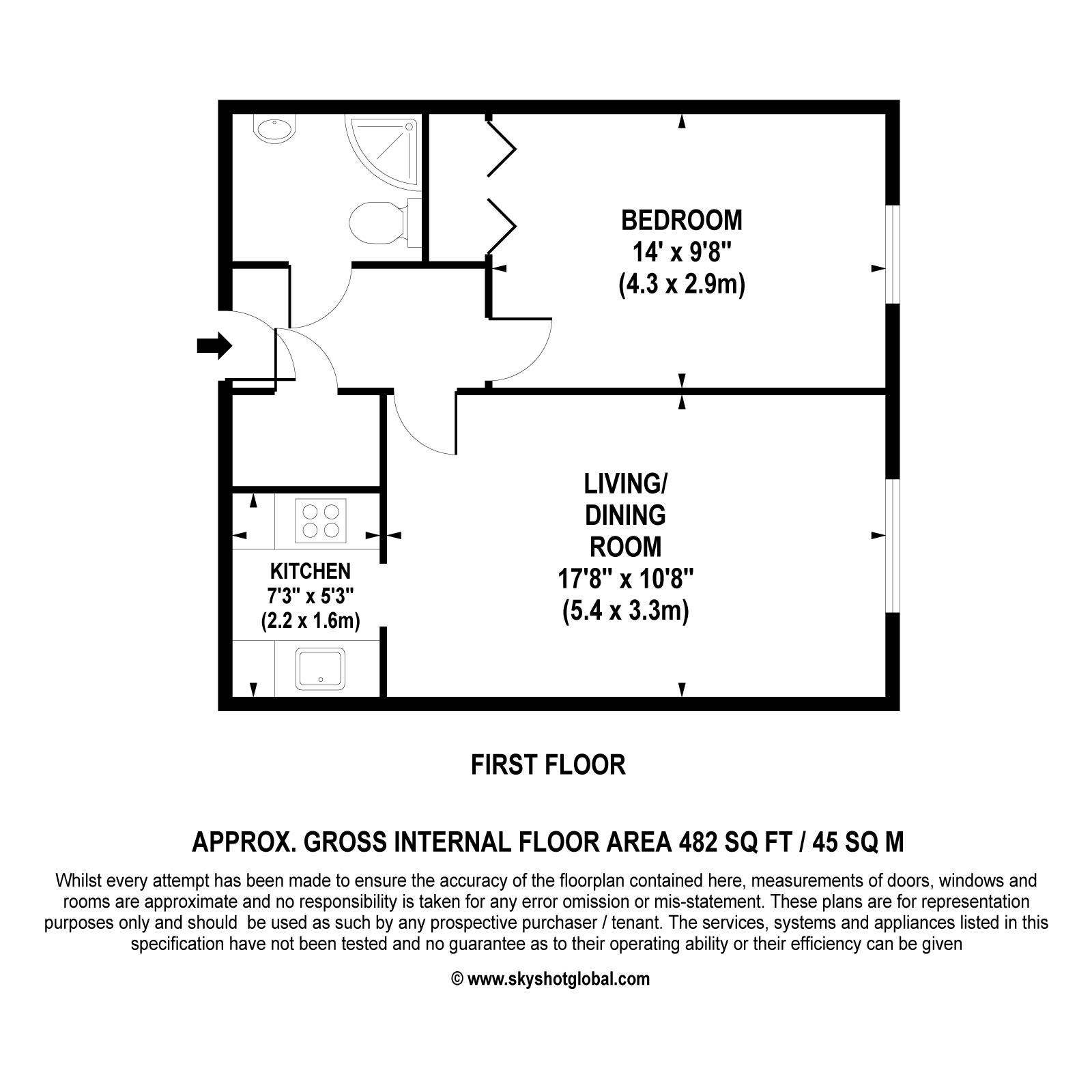 Floorplan - 1 Bedroom Apartment