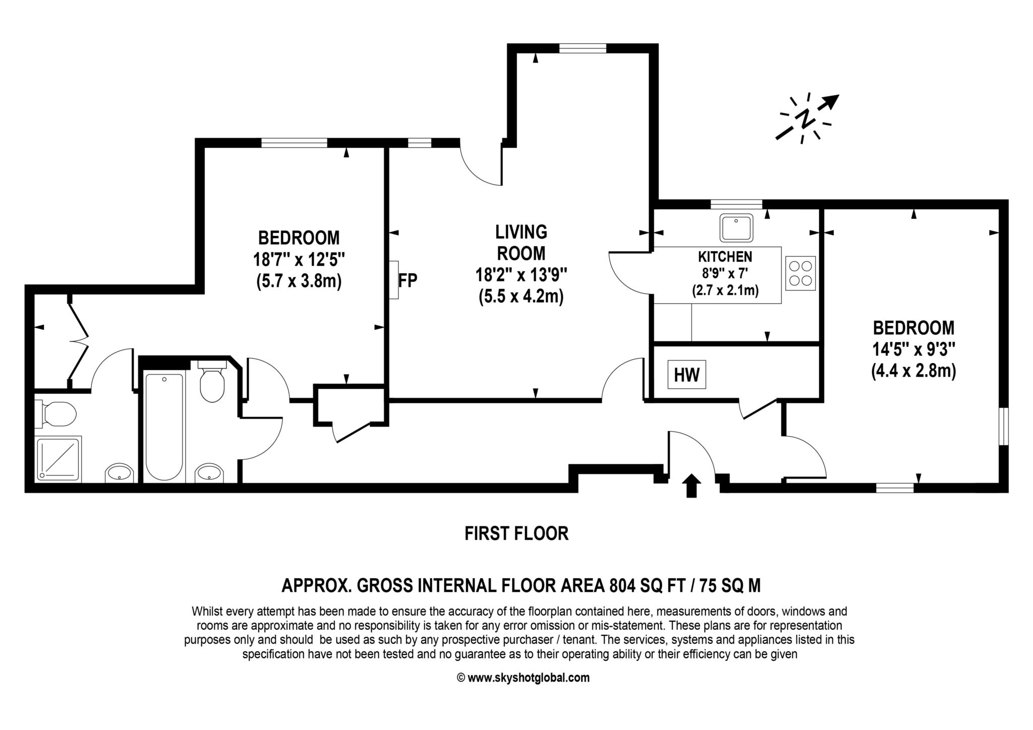 Floorplan - 2 Bedroom Apartment, Gifford Lodge – Twickenham