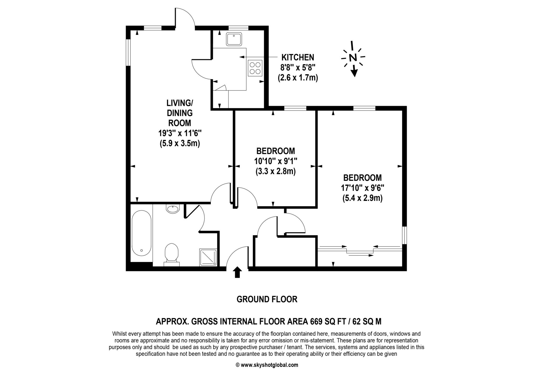 Floorplan - 2 Bedroom Apartment, Dial Stone Court – Weybridge