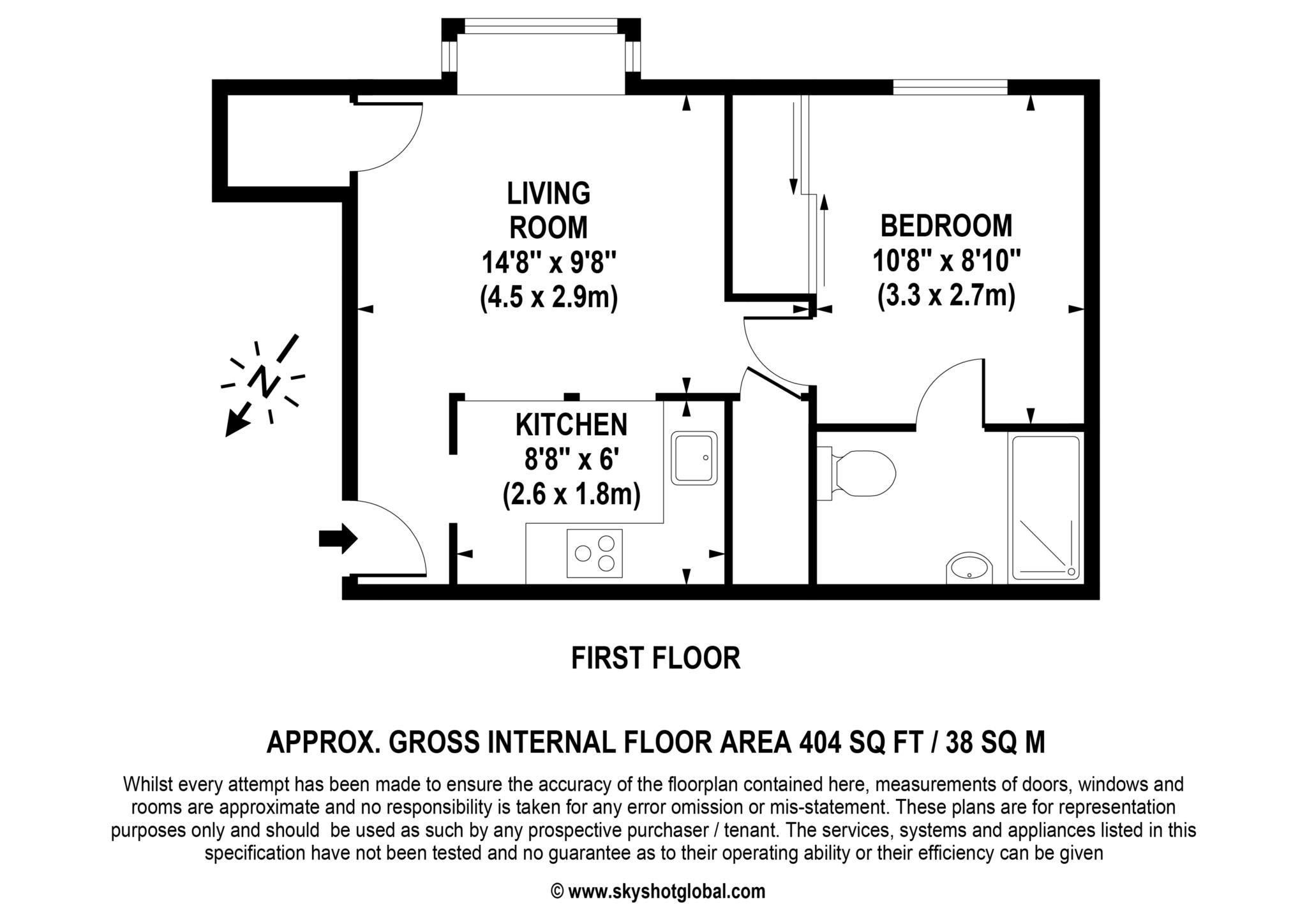 Floorplan - 1 Bedroom Apartment, Prospect Place -Epsom
