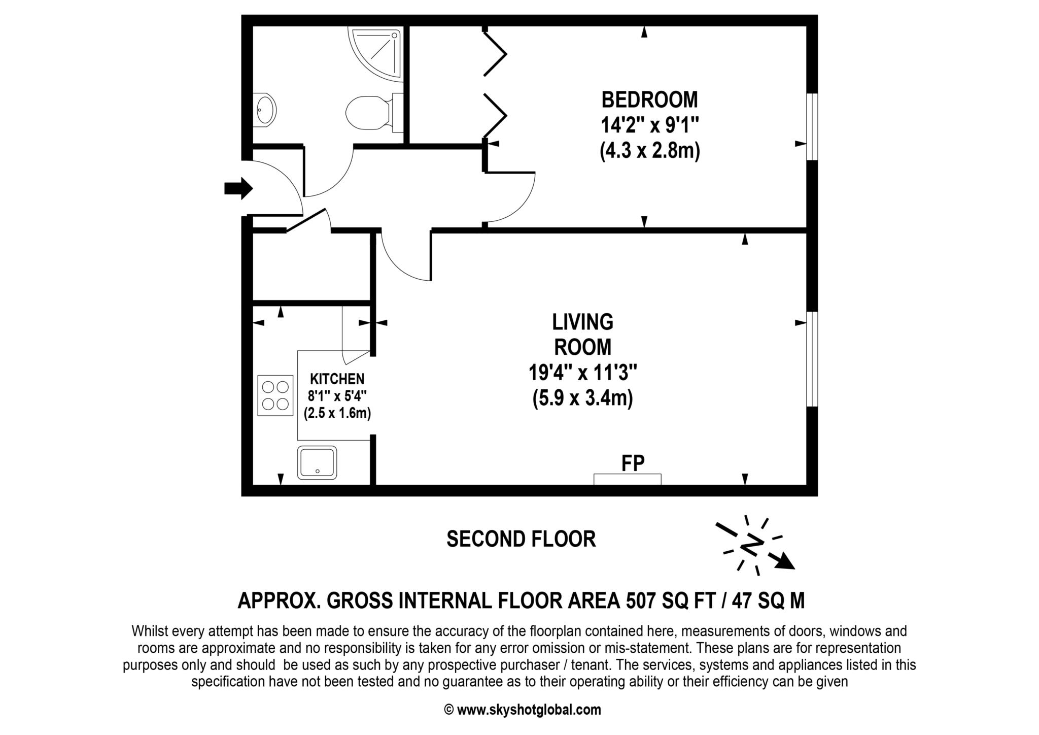 Floorplan - 1 Bedroom Apartment, Riverstone Court – Kingston