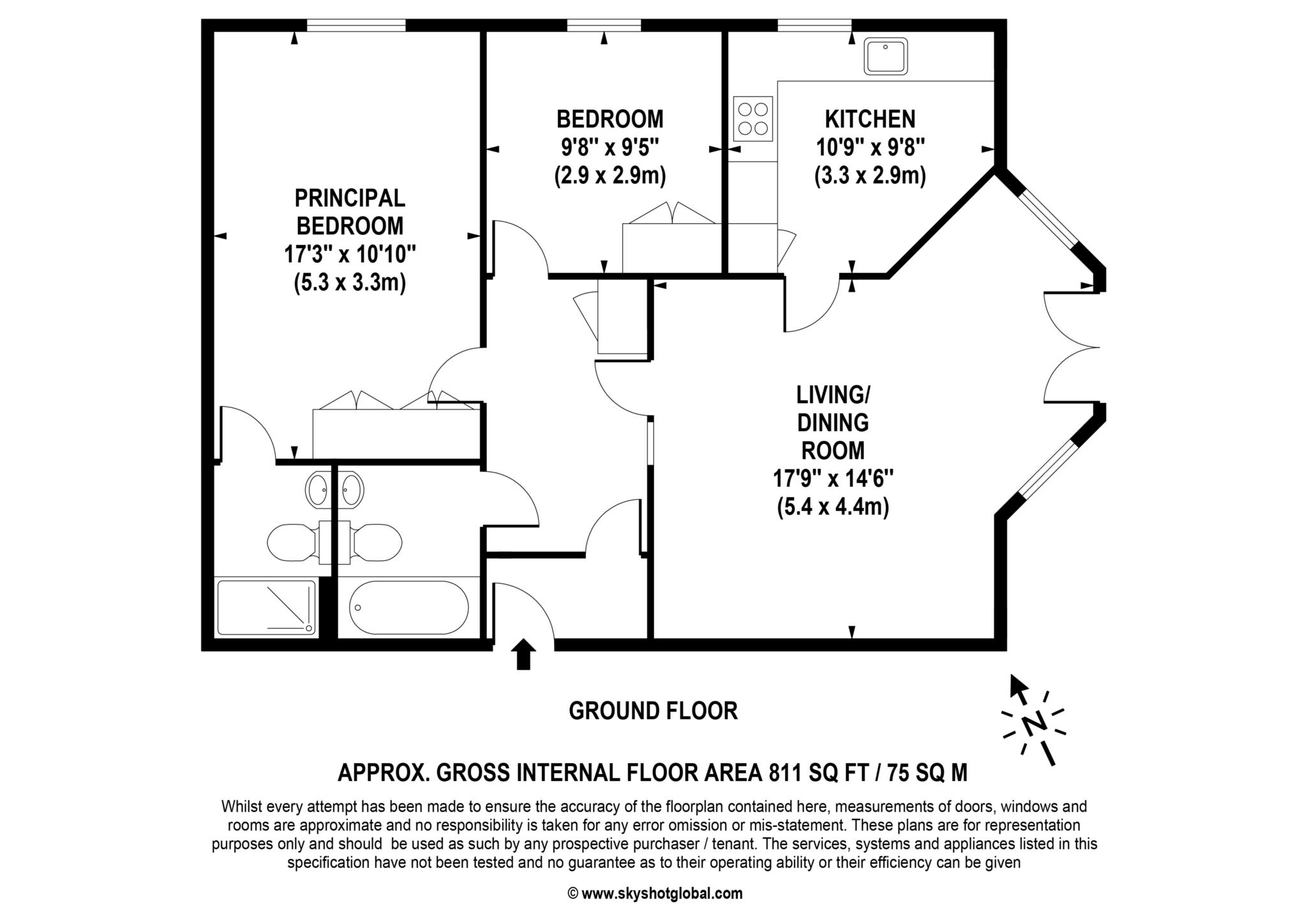 Floorplan - 2 Bedroom Apartment, Hinchley Manor – Hinchley Wood