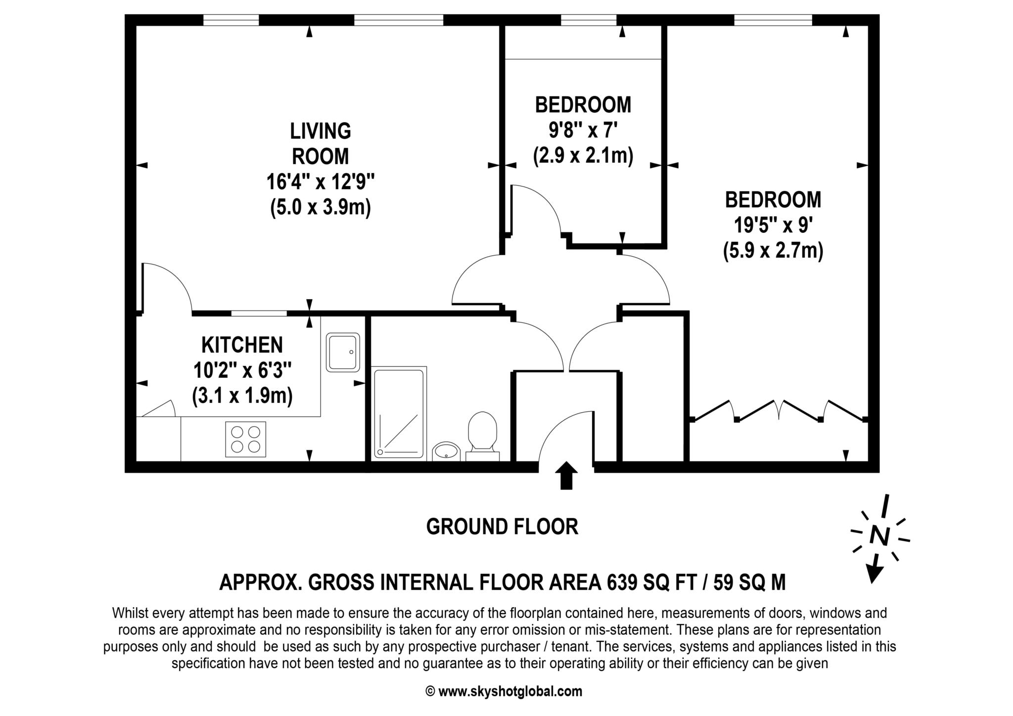 Floorplan - 2 Bedroom Apartment, Cloister House – Wimbledon