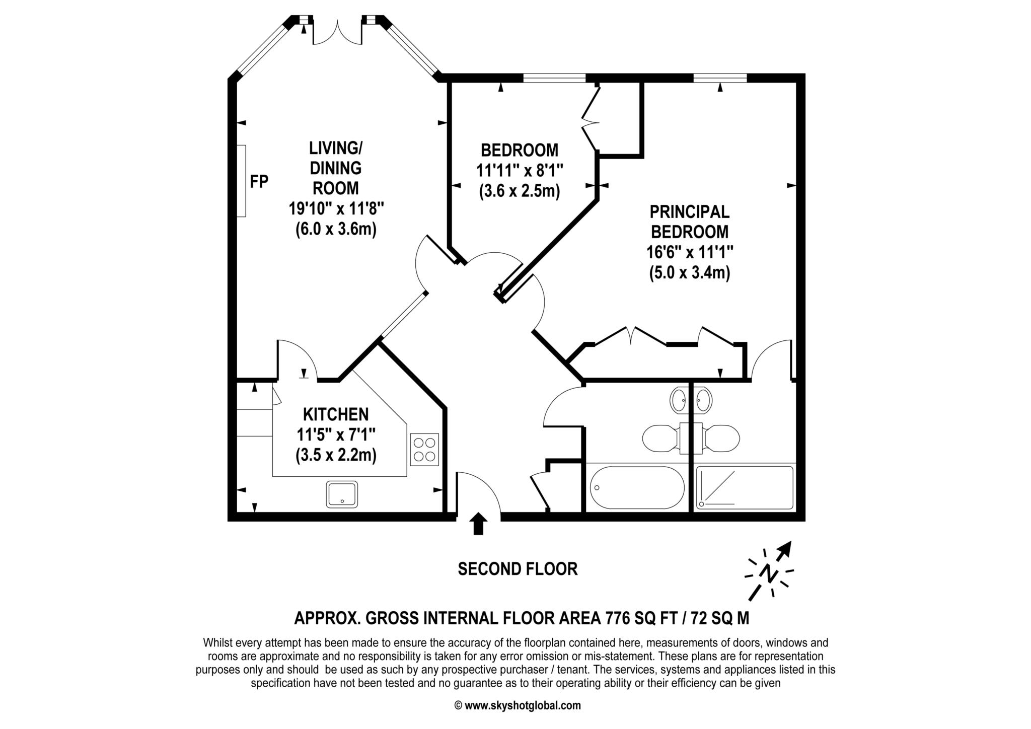 Floorplan - 2 Bedroom Apartment, Hinchley Manor – Hinchley Wood