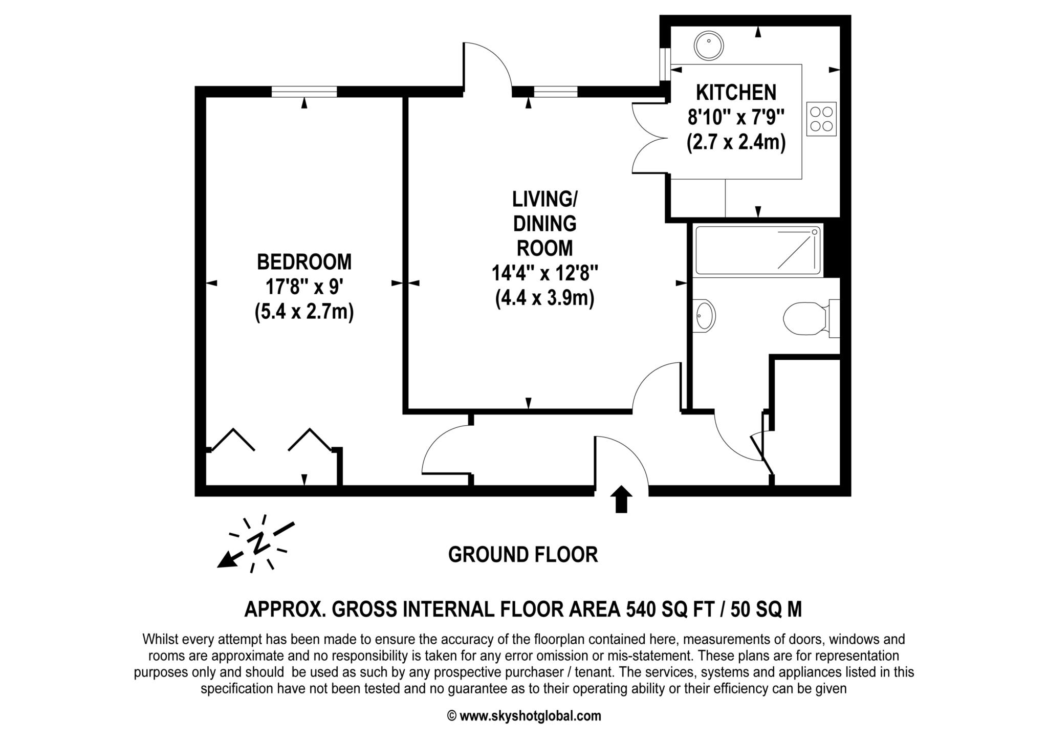 Floorplan - 1 Bedroom Apartment, Saddlers Court – Epsom