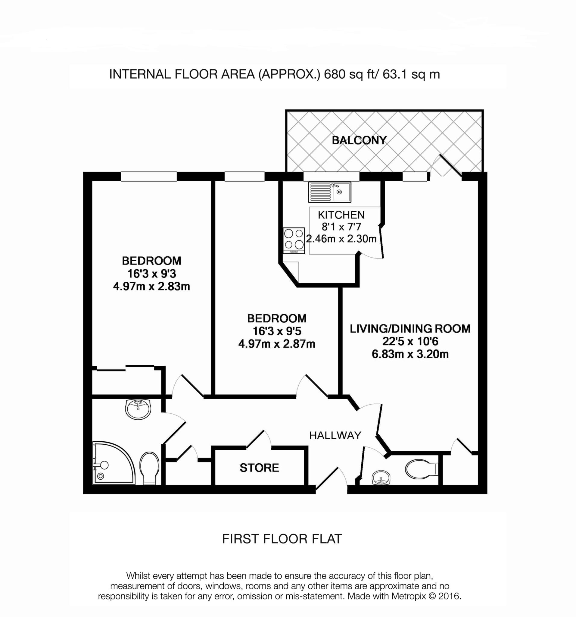Floorplan - 2 Bedroom Apartment, Ash Lodge – Walton