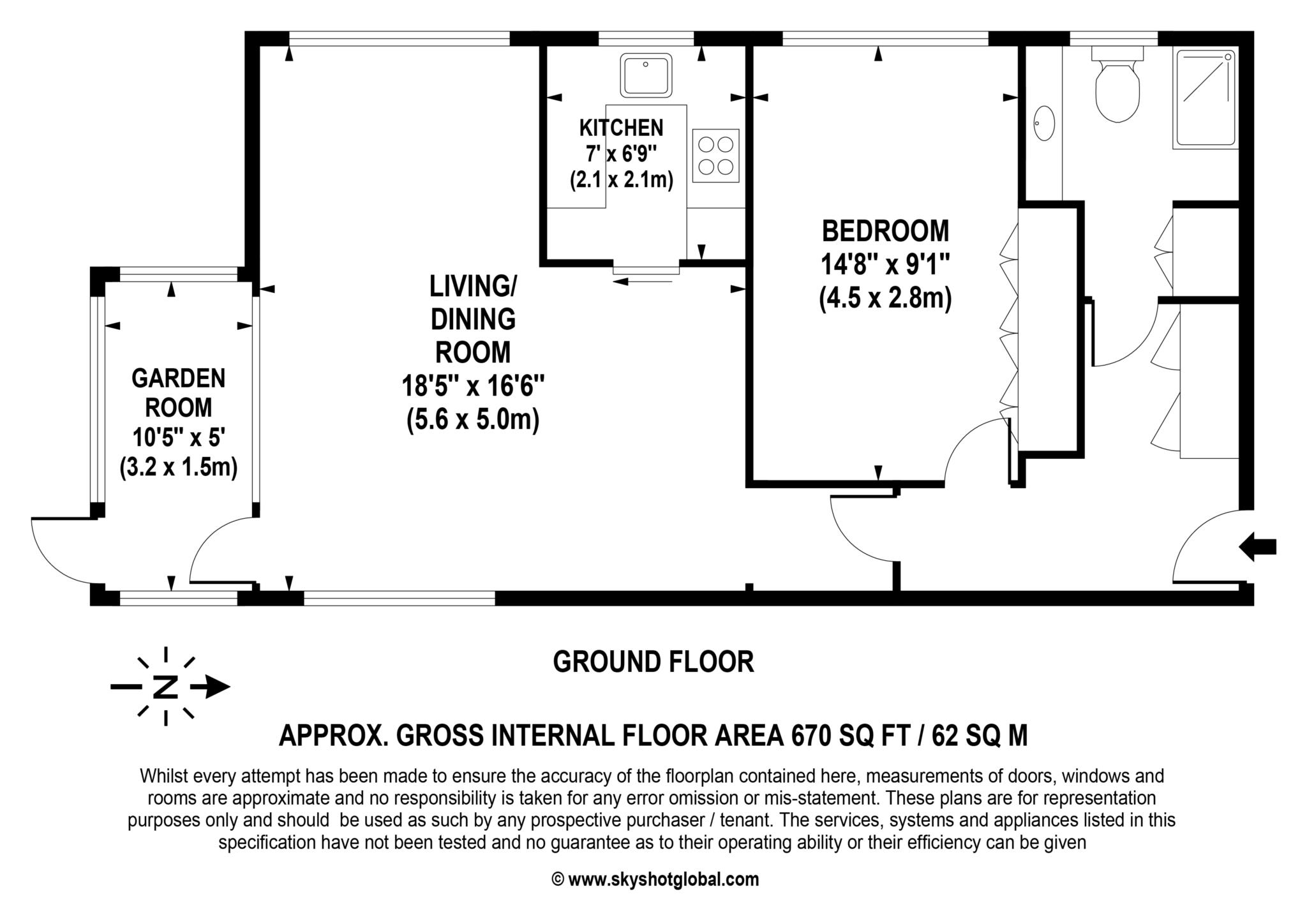 Floorplan - 1 Bedroom Apartment, Gunters Mead – Esher