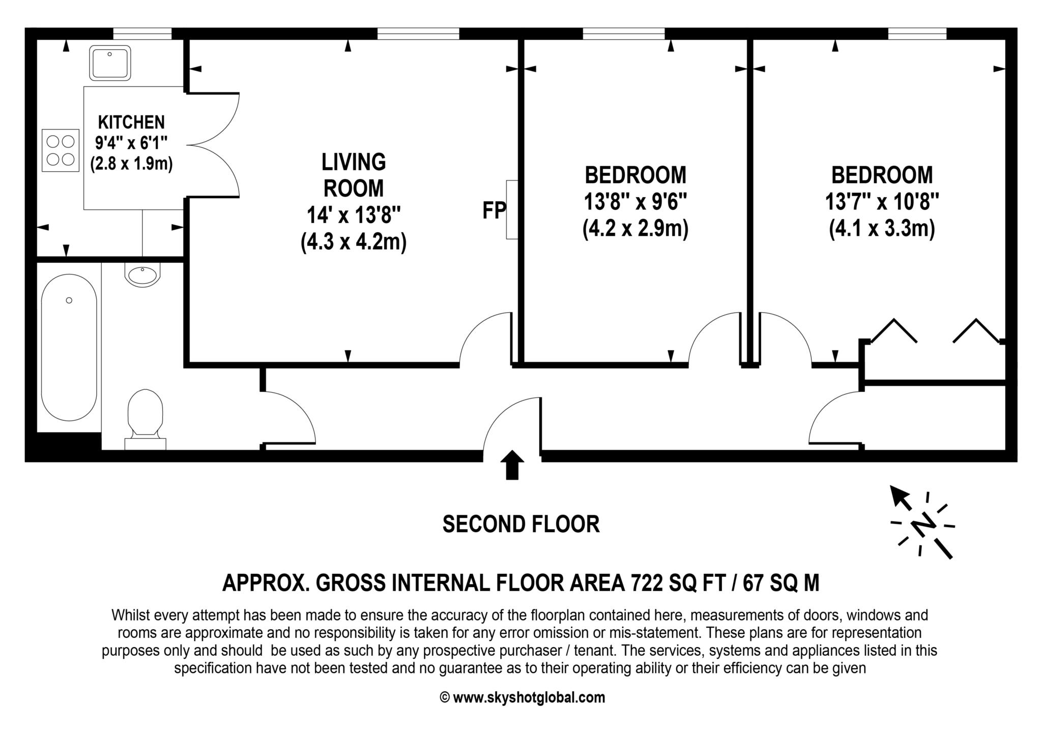 Floorplan - 2 Bedroom Apartment, Mead Court – Addlestone