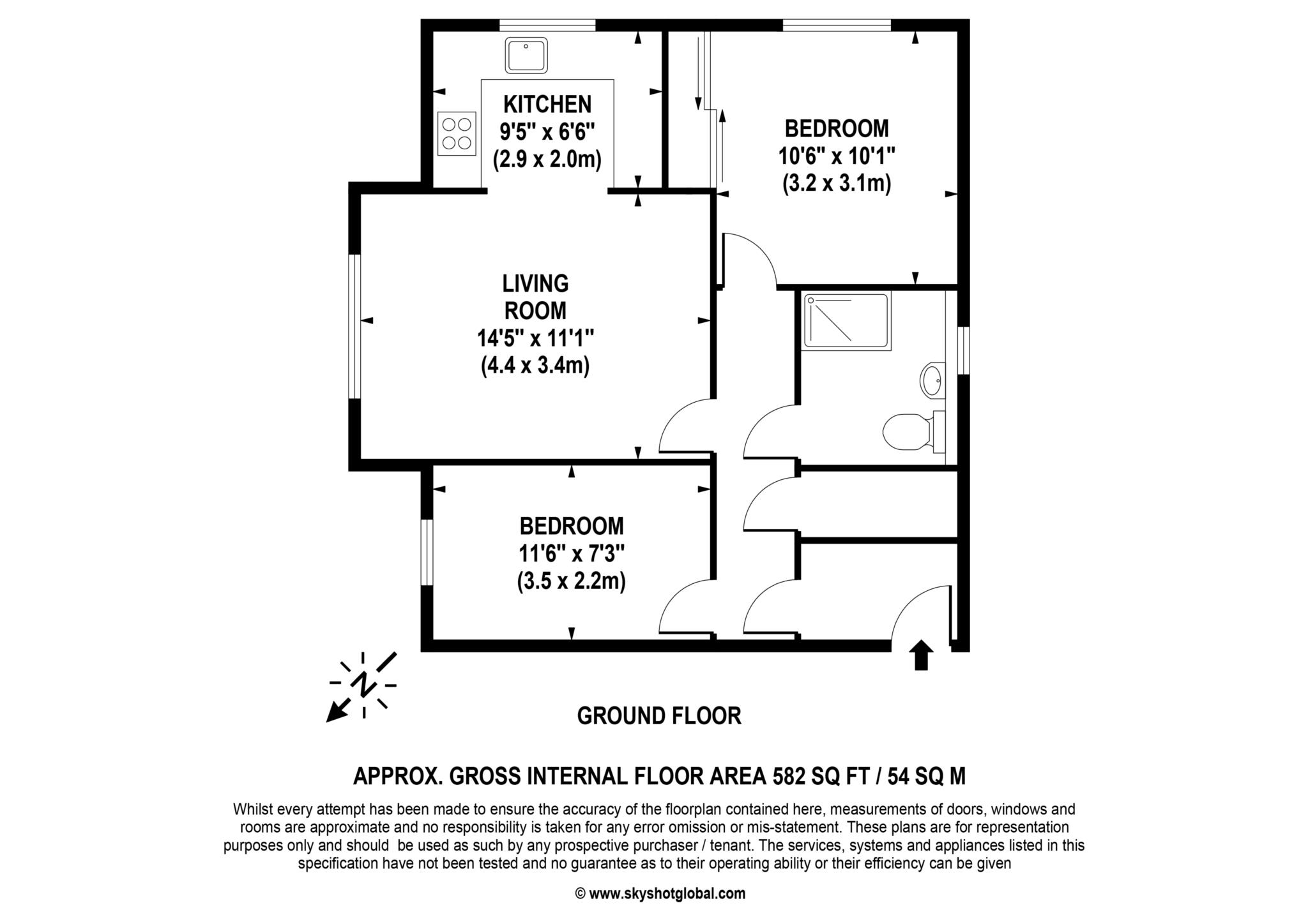 Floorplan - 2 Bedroom Apartment, Pitson Close – Addlestone