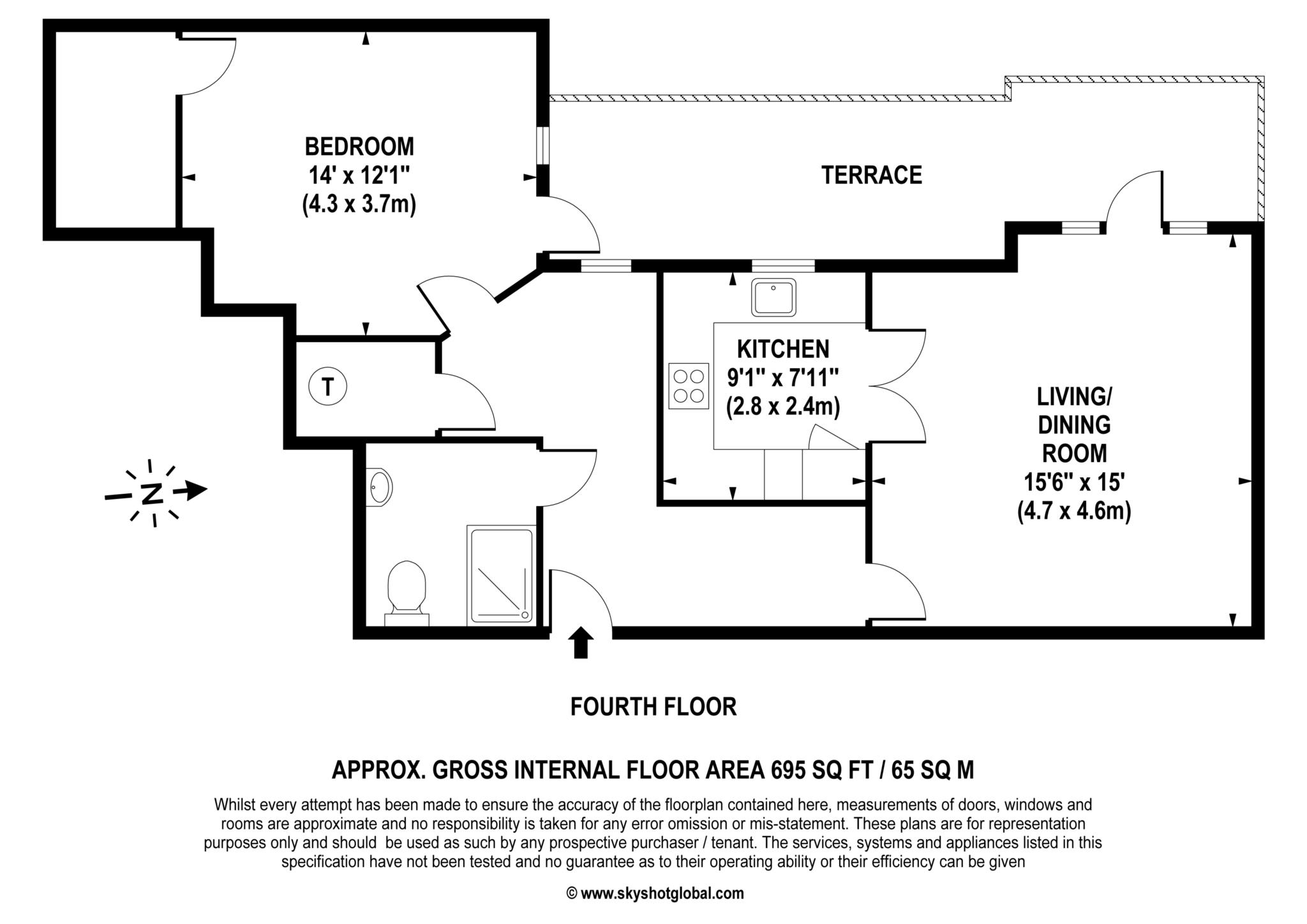 Floorplan - 1 Bedroom Apartment, Elles House – Wallington