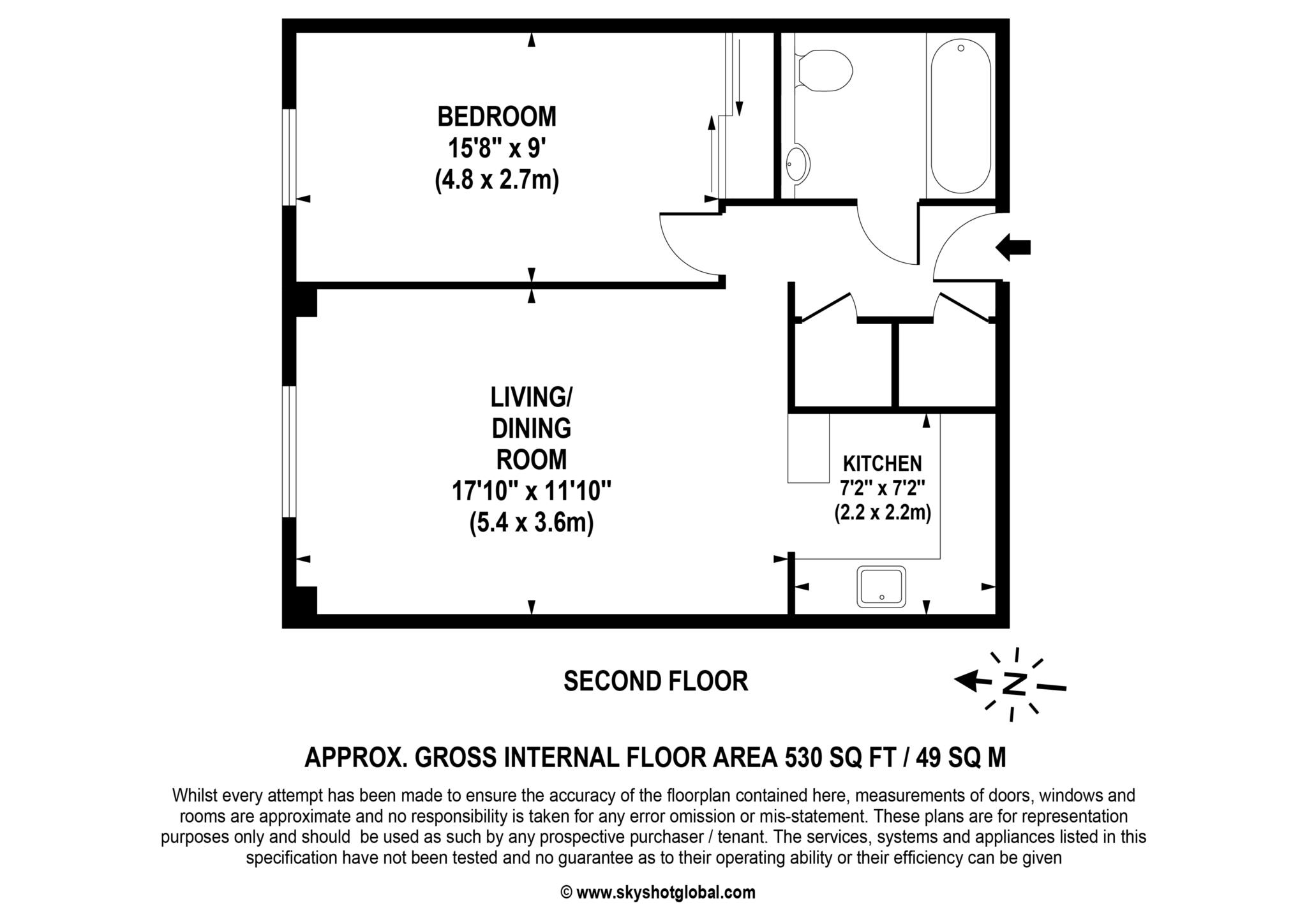 Floorplan - 1 Bedroom Apartment, Andridge Court – Wimbledon