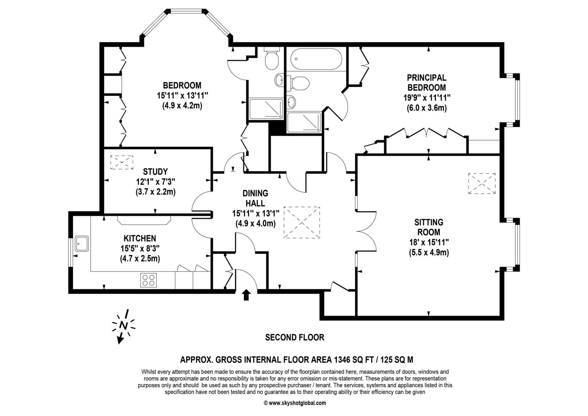 Floorplan - 3 Bedroom Apartment, Bramley Grange – Bramley