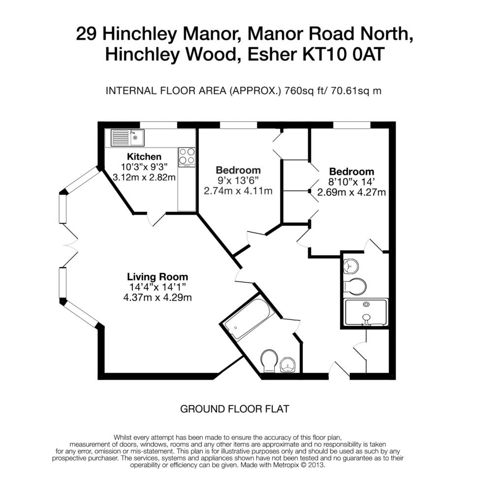 Floorplan - 2 Bedroom Apartment, Hinchley Manor – Hinchley Wood