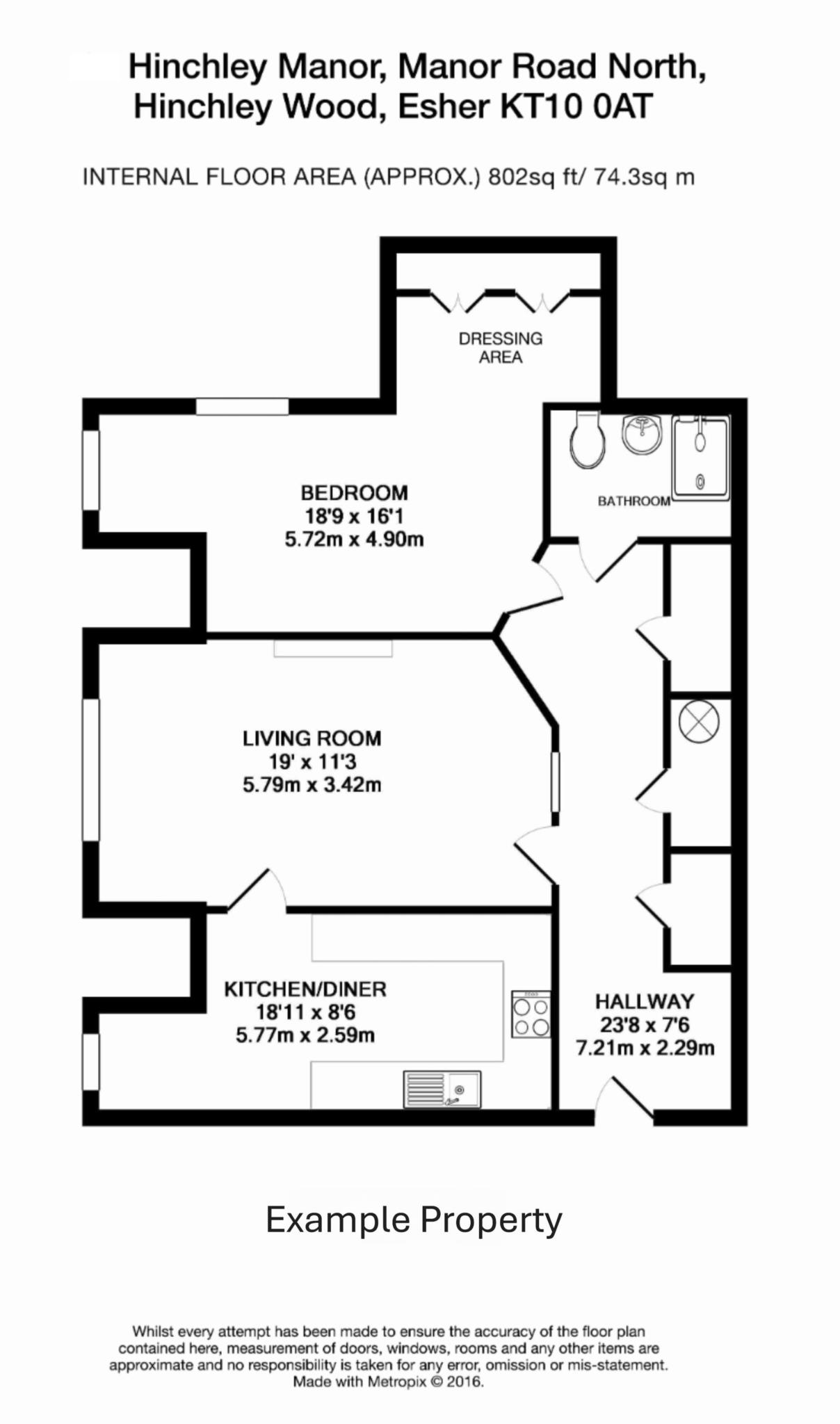 Floorplan - 1 Bedroom Apartment, Hinchley Manor – Hinchley Wood