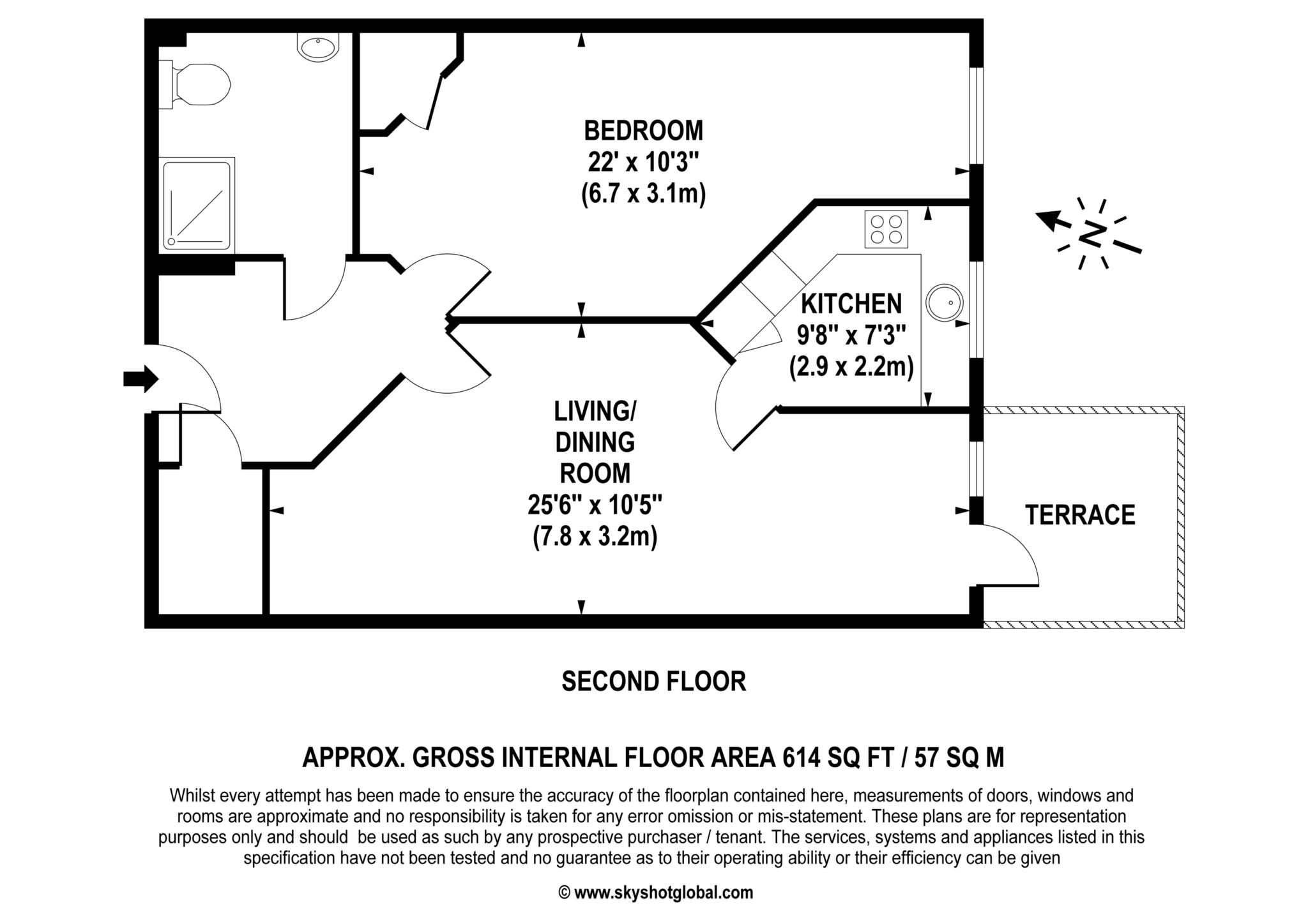 Floorplan - 1 Bedroom Apartment, Elles House – Wallington