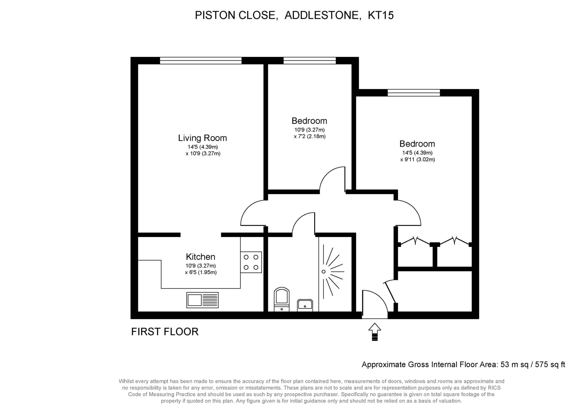 Floorplan - 2 Bedroom Apartment, Pitson Close – Addlestone
