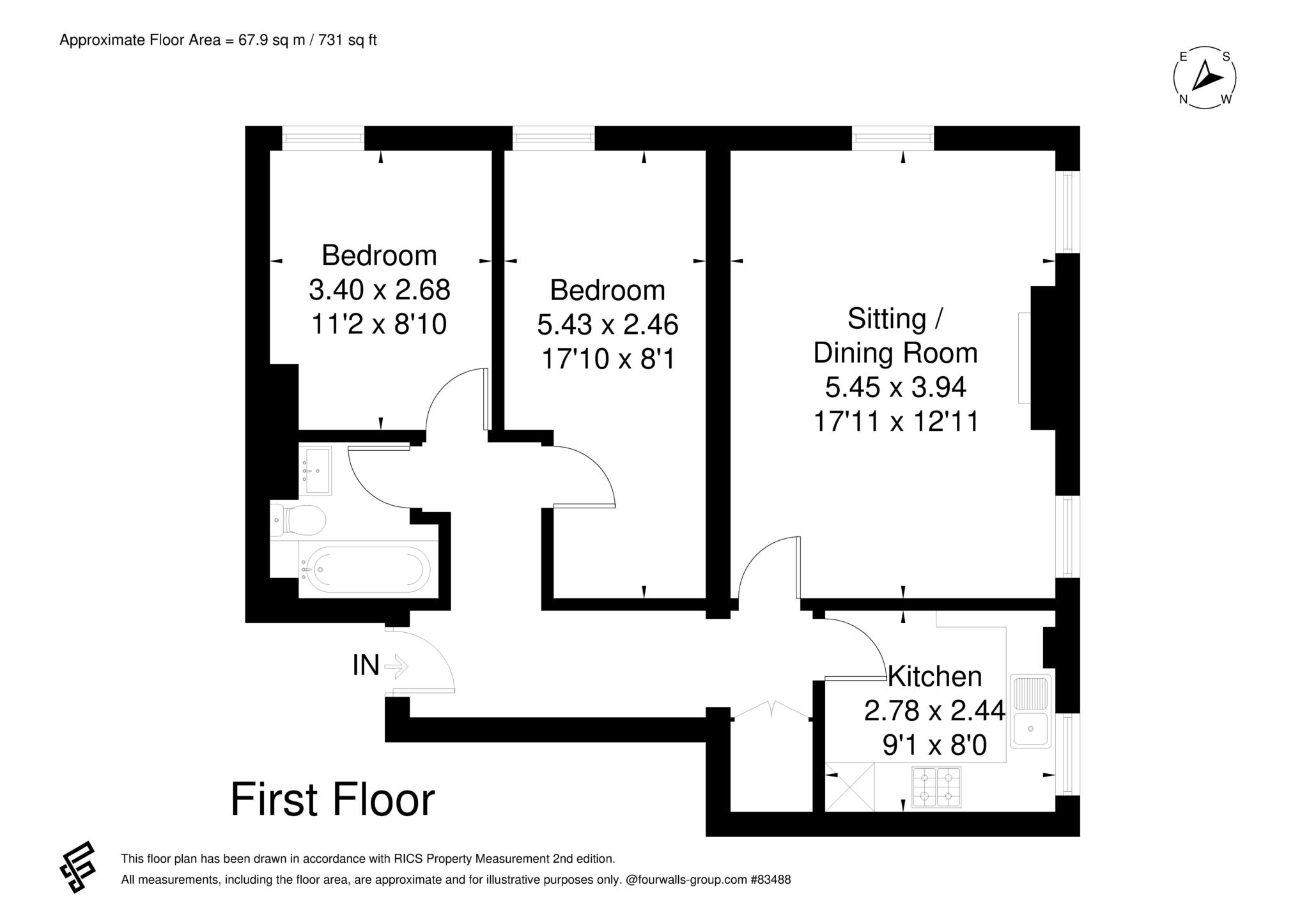 Floorplan - 2 Bedroom Apartment, Grove House – Old Windsor