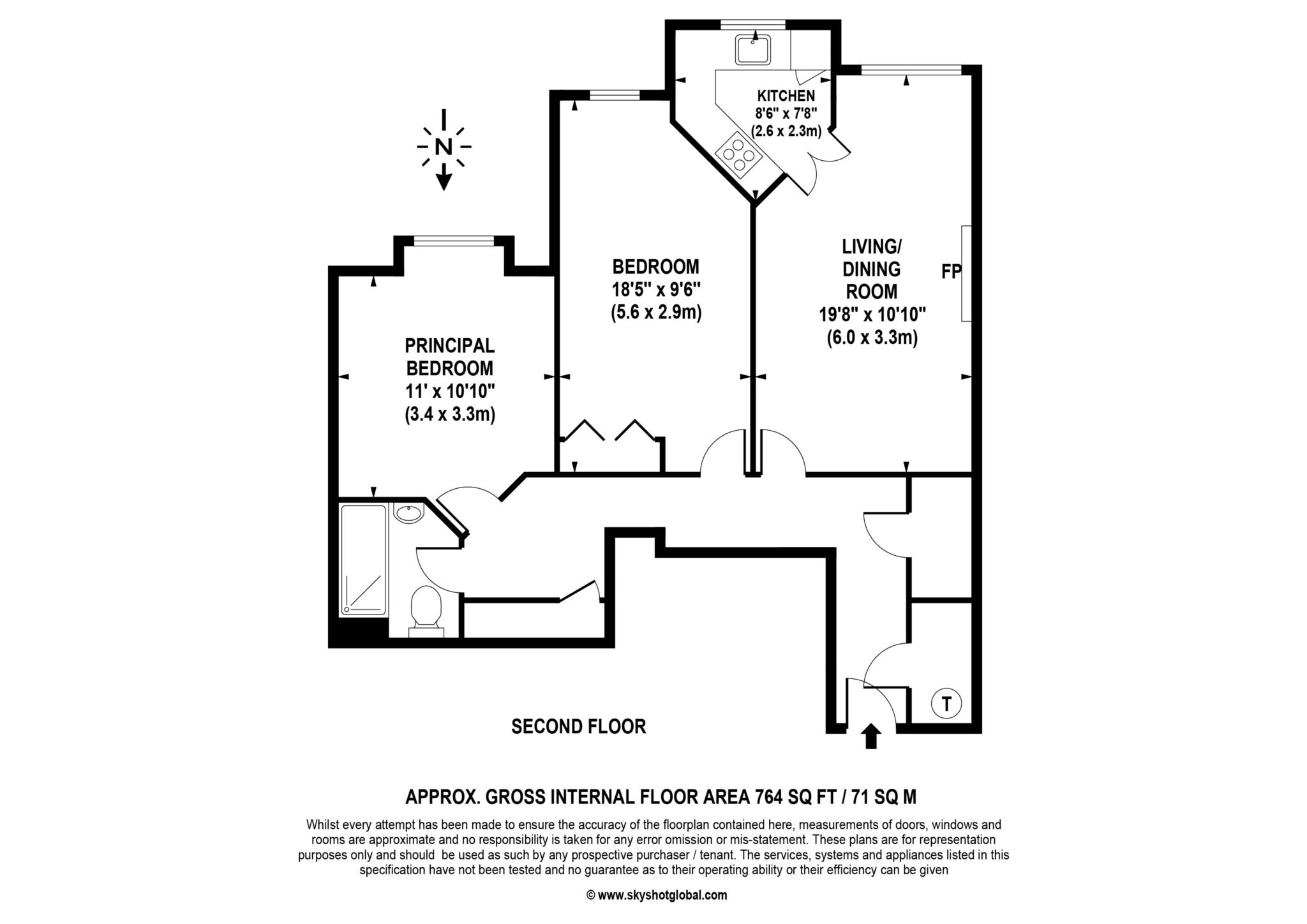 Floorplan - 2 Bedroom Apartment, Bentley Court – Camberley