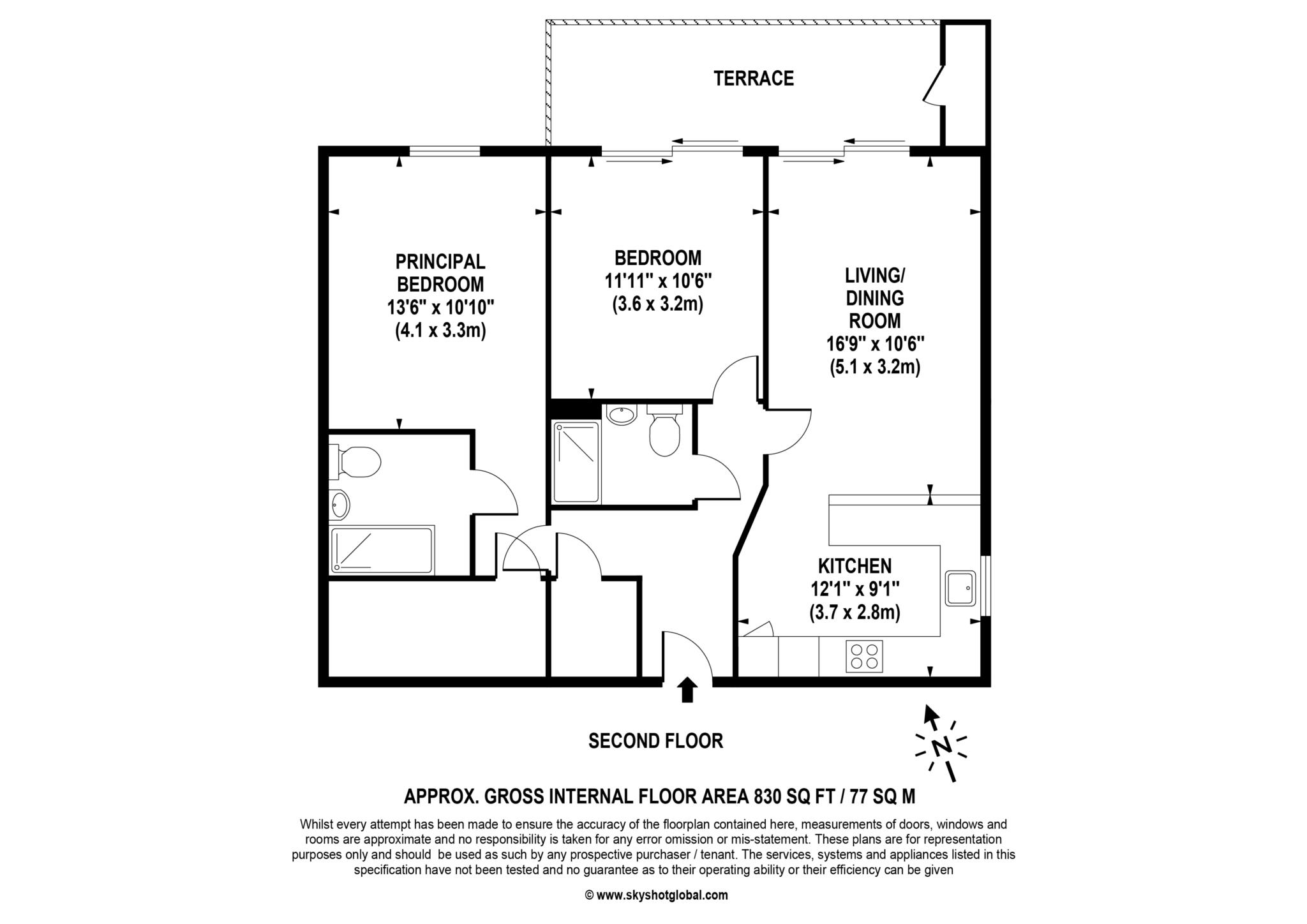 Floorplan - 2 Bedroom Apartment, Meadows House – Walton