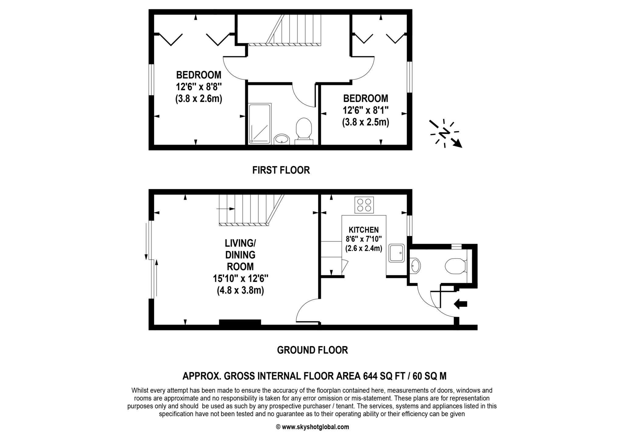 Floorplan - 2 Bedroom Semi-Detached, Lakeside – Ewell