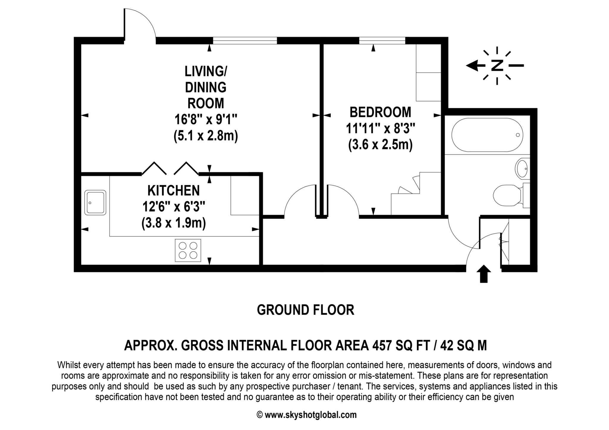 Floorplan - 1 Bedroom Apartment, Gunters Mead – Esher