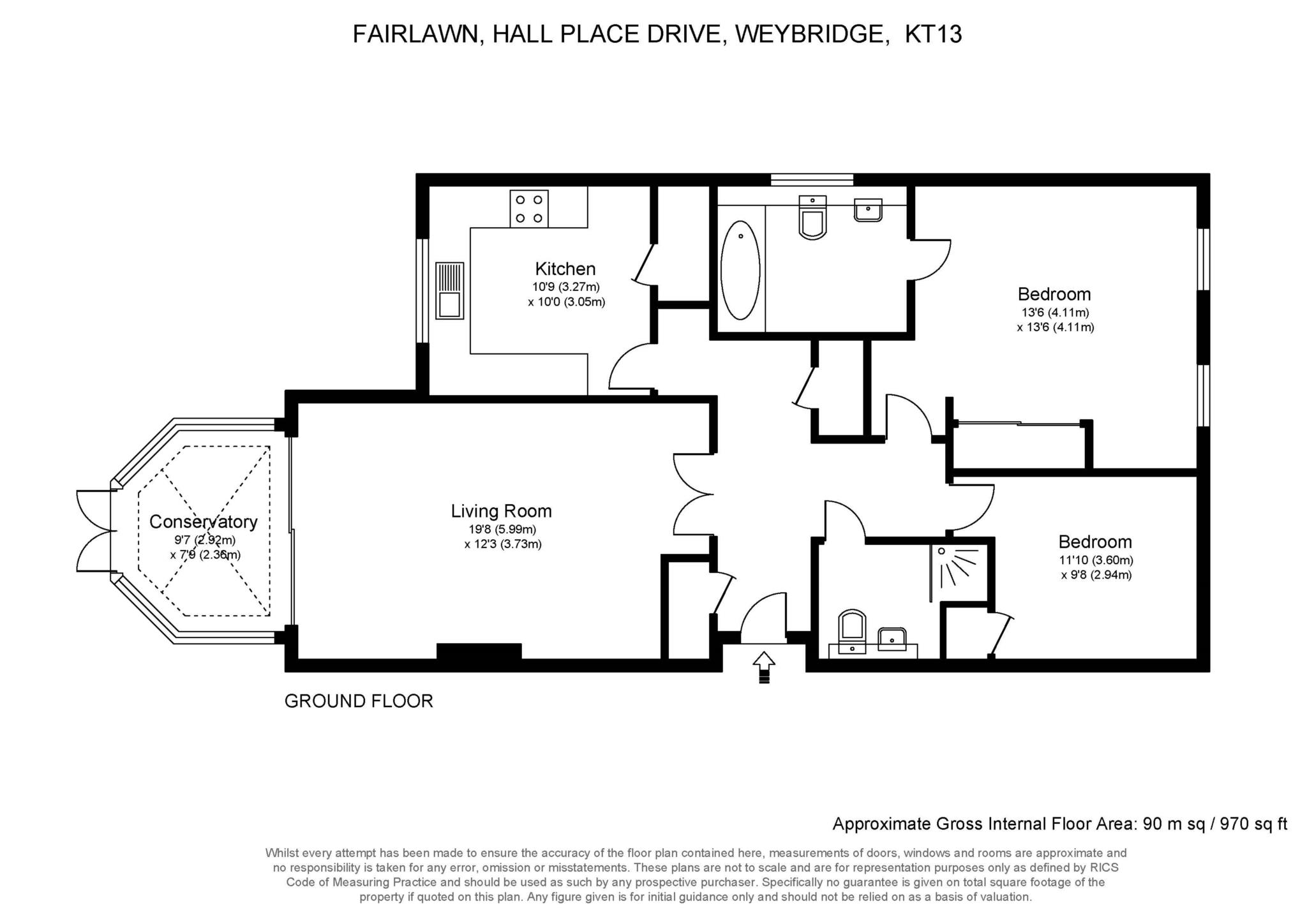 Floorplan - 2 Bedroom Apartment, Fairlawn – Weybridge