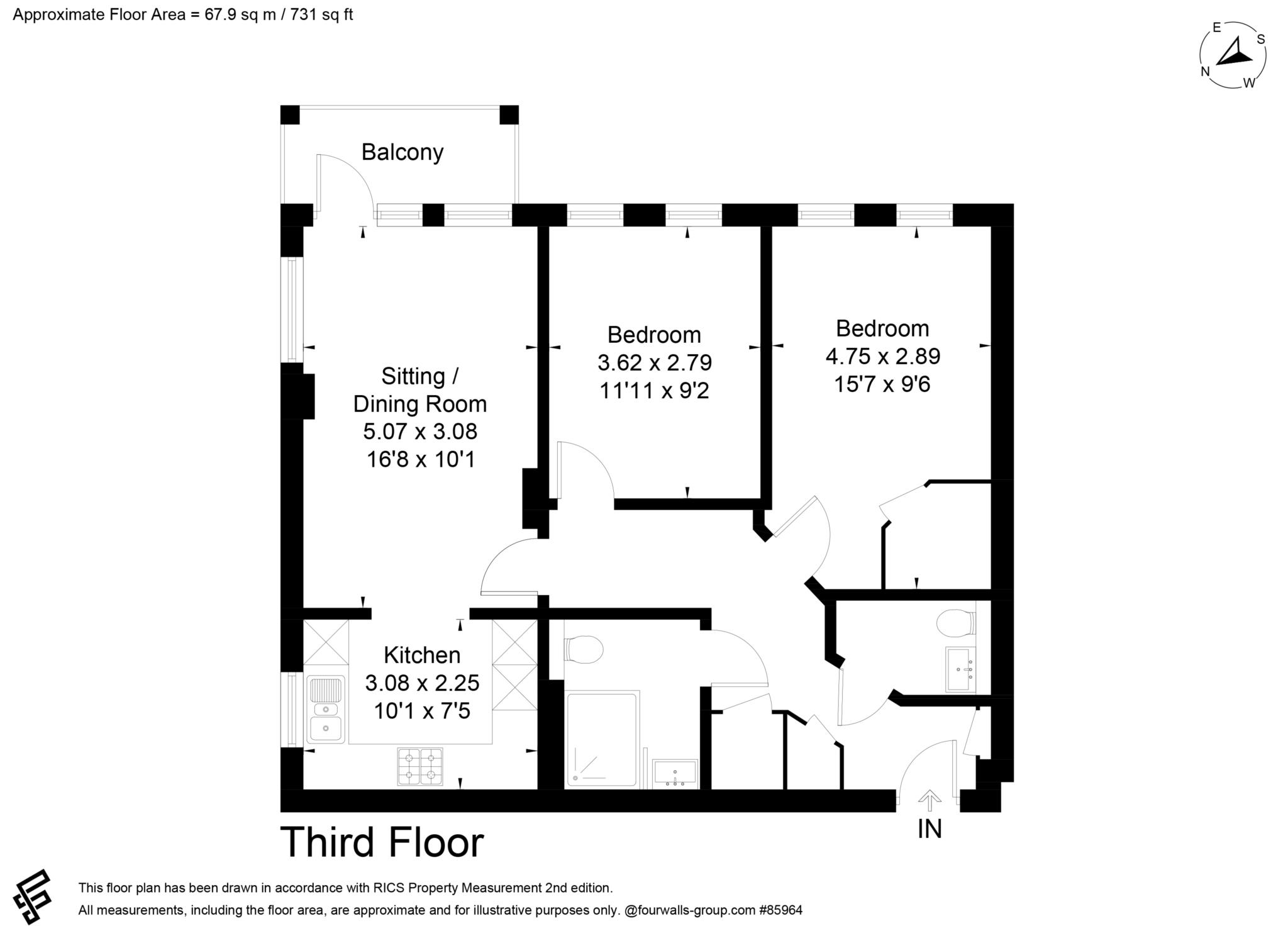 Floorplan - 2 Bedroom Apartment, Augustus House – Virginia Water