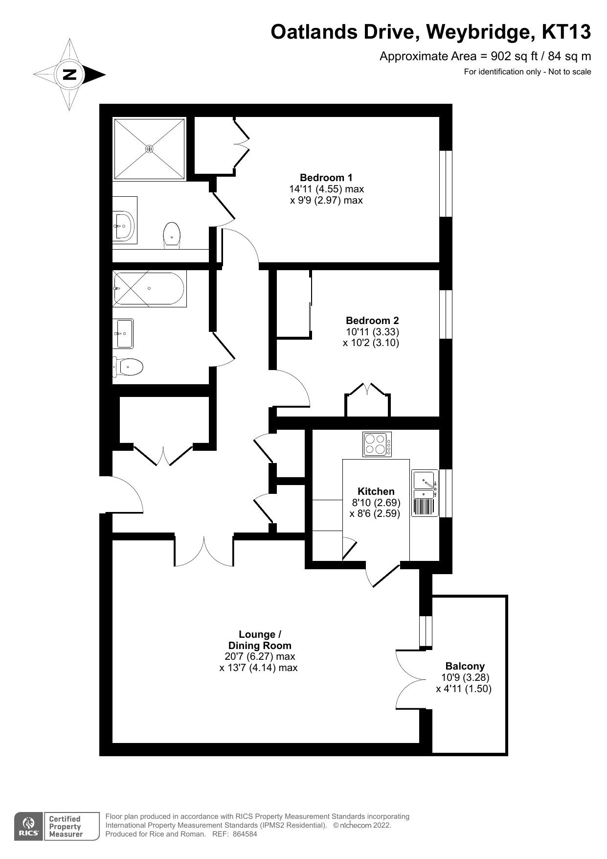 Floorplan - 2 Bedroom Apartment, Austin Place – Weybridge