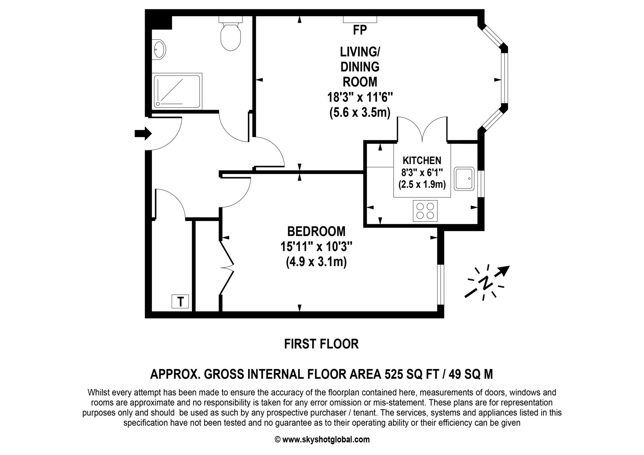 Floorplan - 1 Bedroom Apartment, Sycamore Grange – Fleet