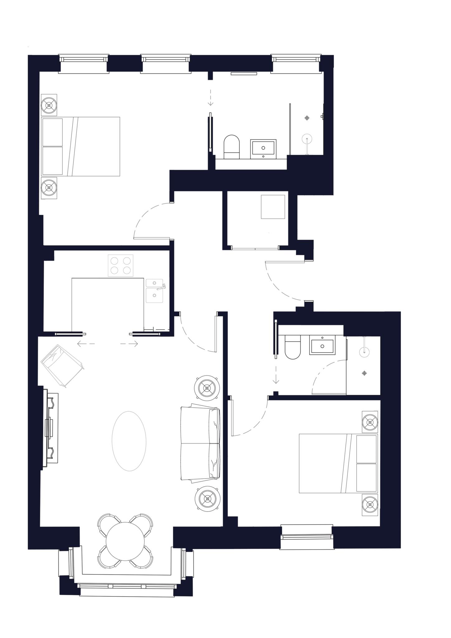 Floorplan - 2 Bedroom Apartment, Gregory House – Hampton Wick
