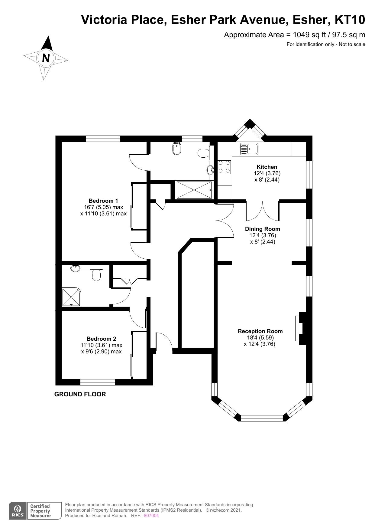 Floorplan - 2 Bedroom Apartment, Victoria Place – Esher