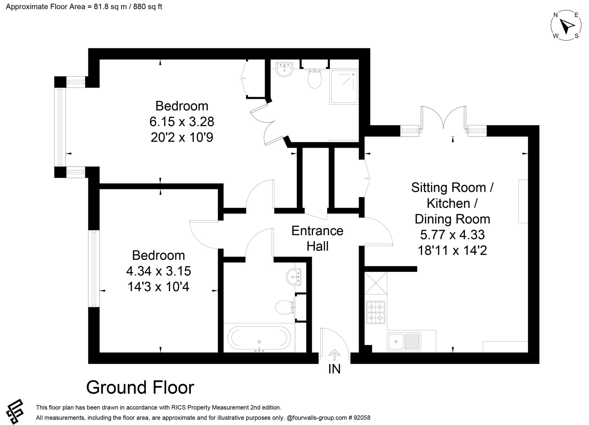 Floorplan - 2 Bedroom Apartment, Hampshire Lakes – Yateley