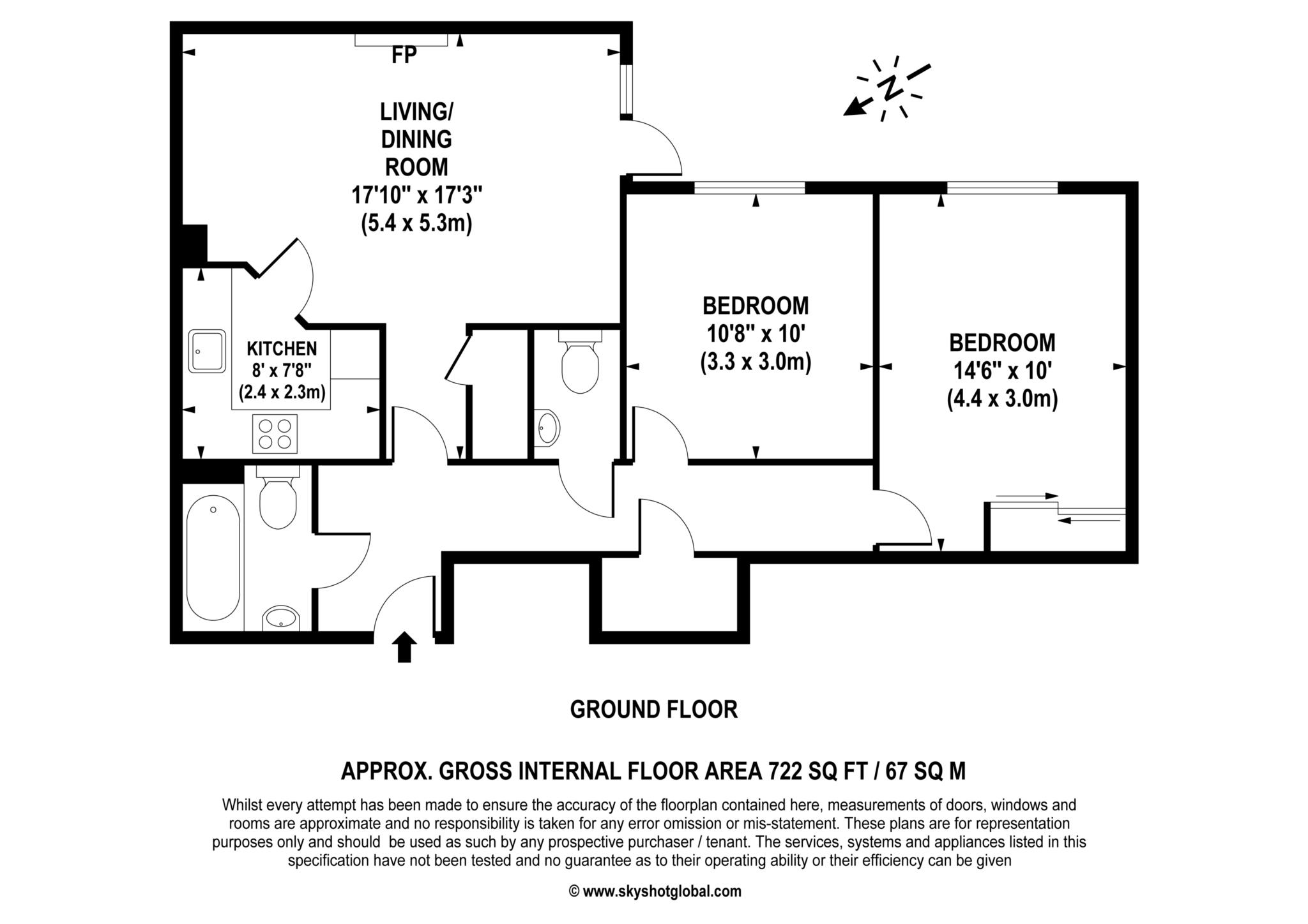 Floorplan - 2 Bedroom Apartment, Emmeline Lodge – Leatherhead