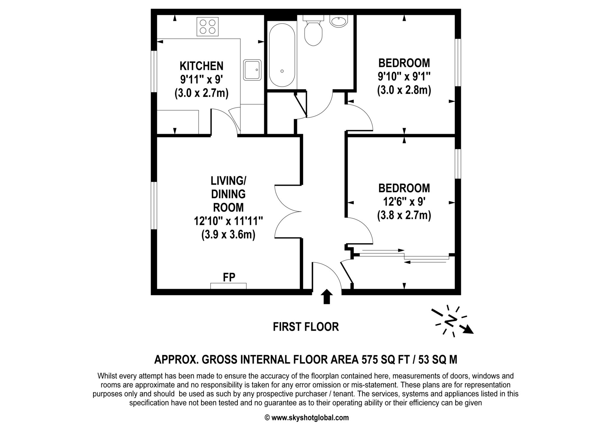 Floorplan - 2 Bedroom Apartment, Copenhagen Walk – Crowthorne