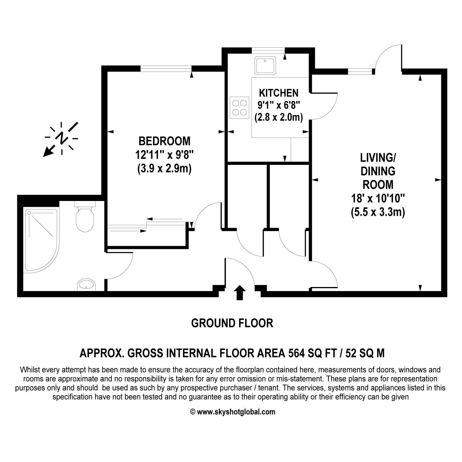 Floorplan - 1 Bedroom Apartment