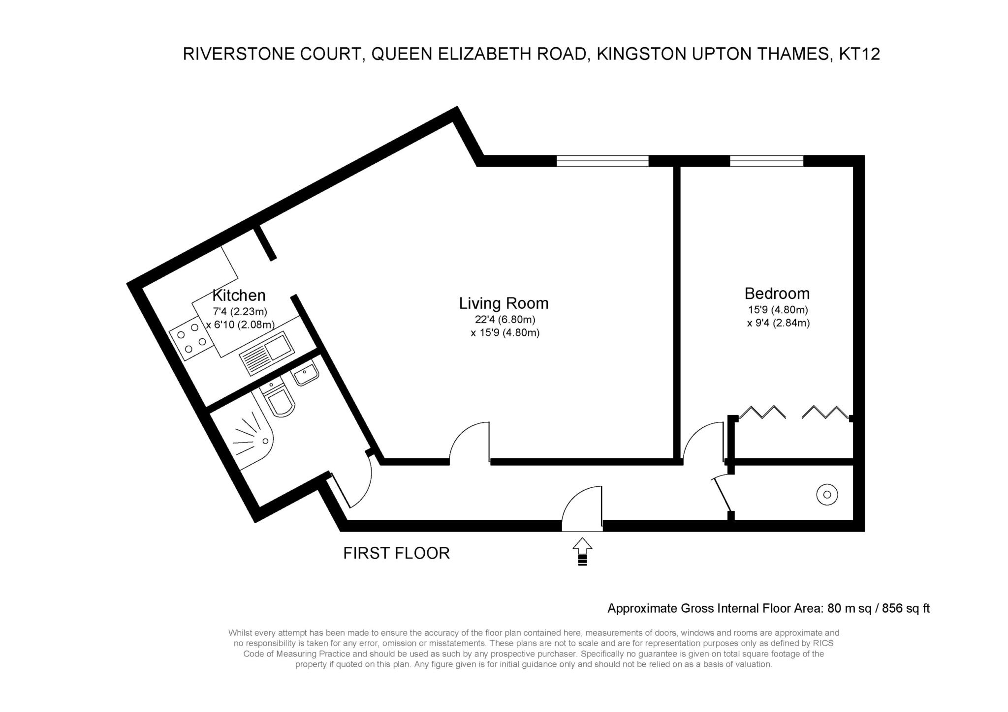 Floorplan - 1 Bedroom Apartment, Riverstone Court – Kingston