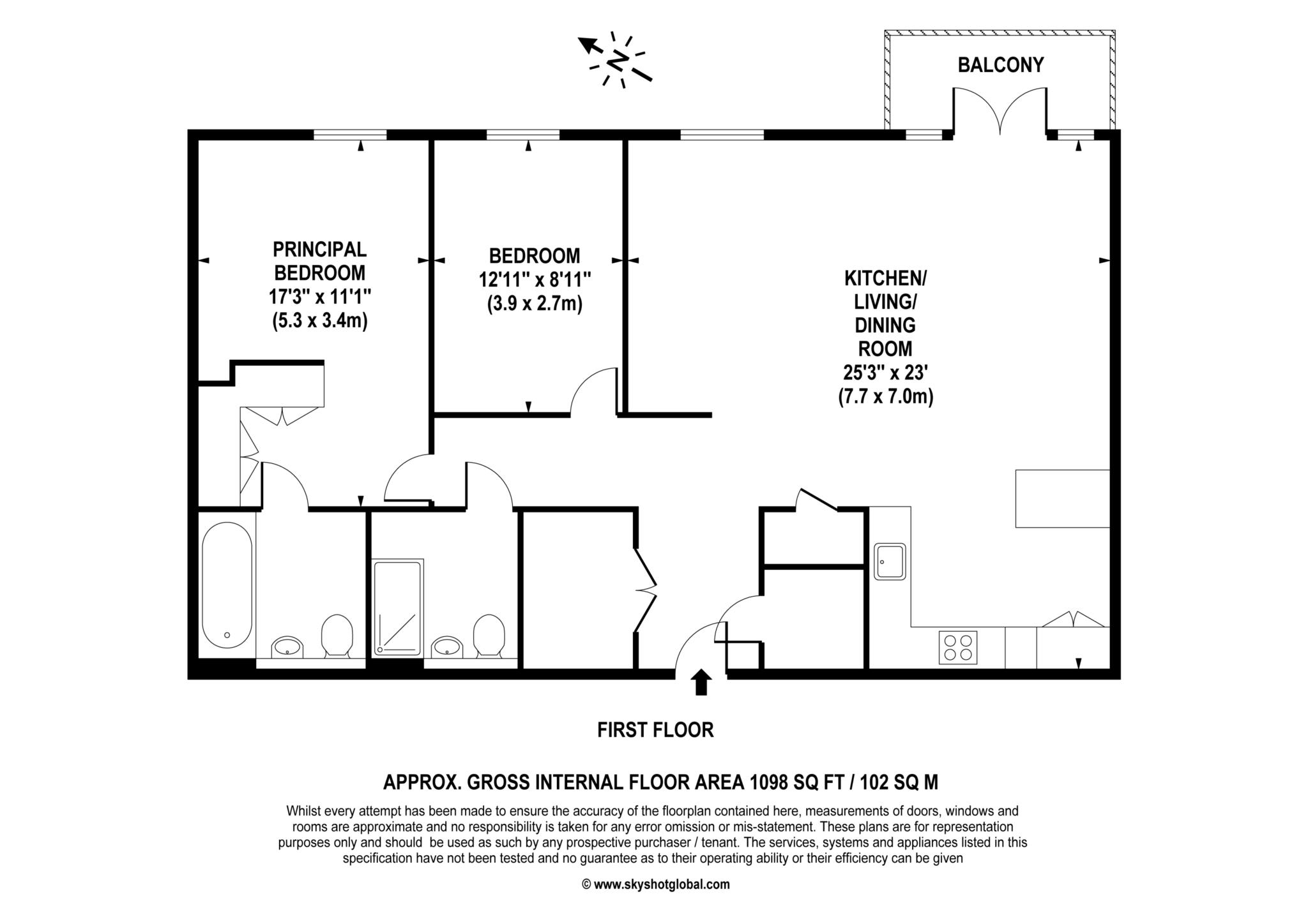 Floorplan - 2 Bedroom Apartment, Highfields – West Byfleet