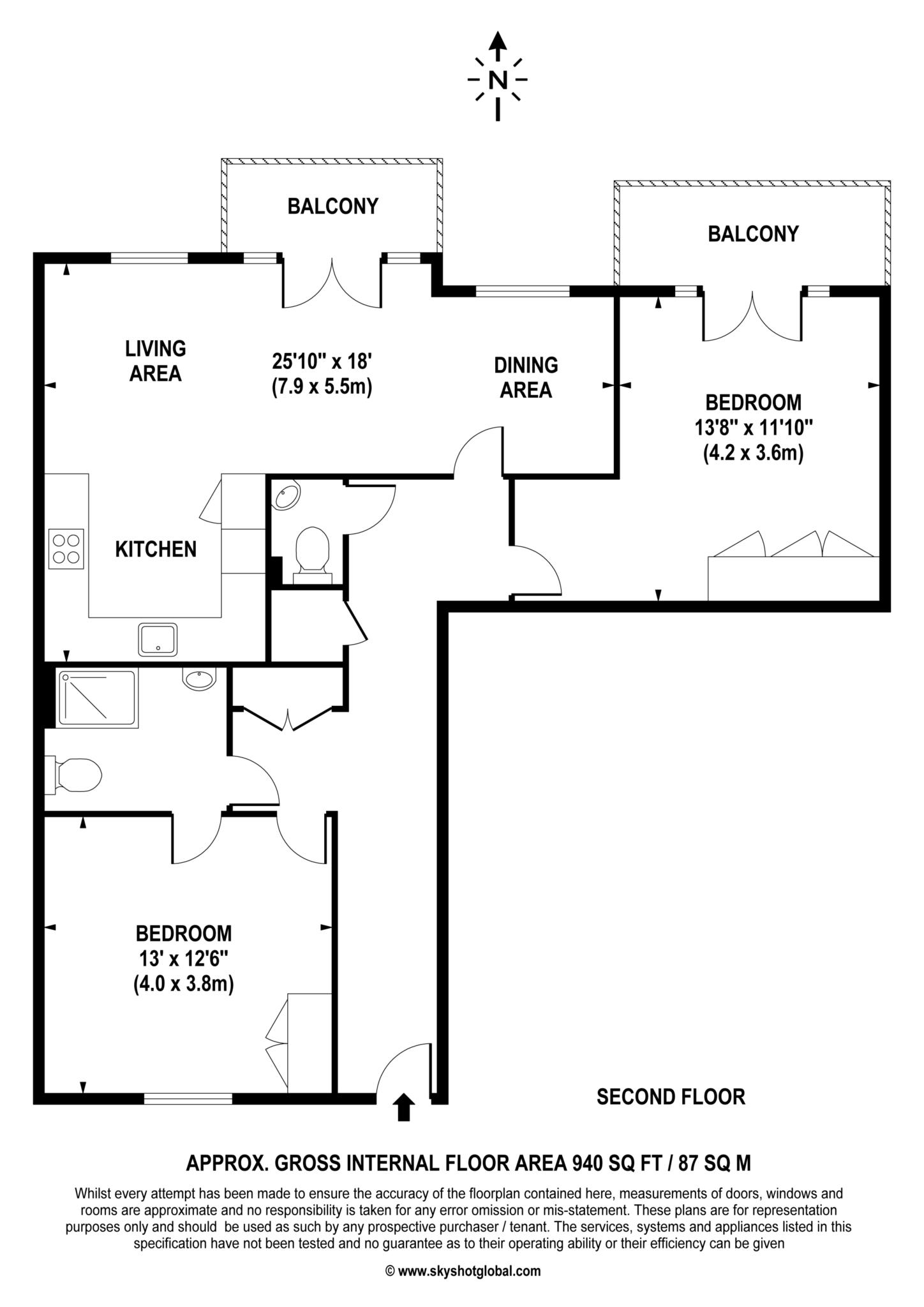 Floorplan - 2 Bedroom Apartment, Lynwood Village – Ascot