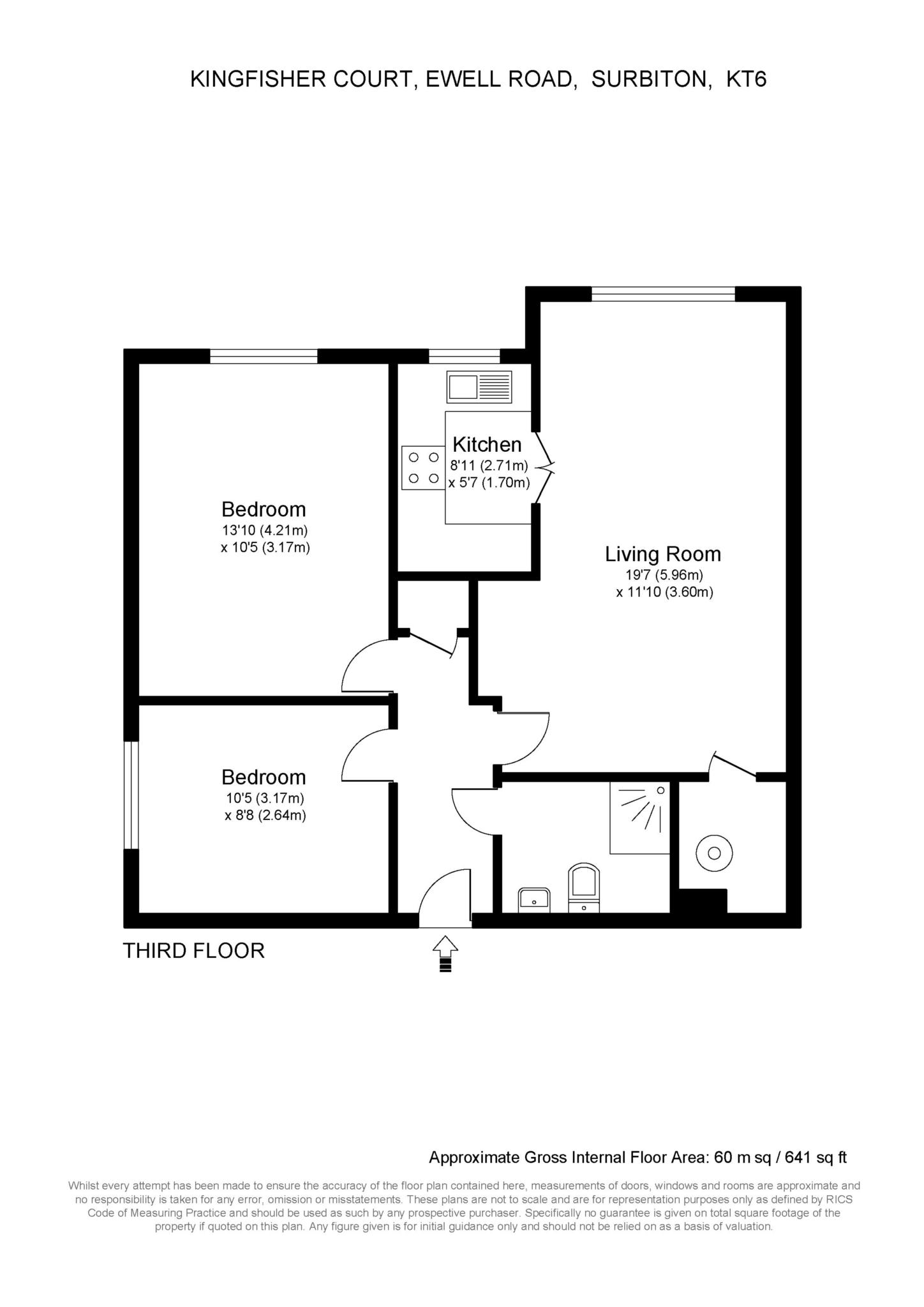 Floorplan - 2 Bedroom Apartment, Kingfisher Court – Surbiton