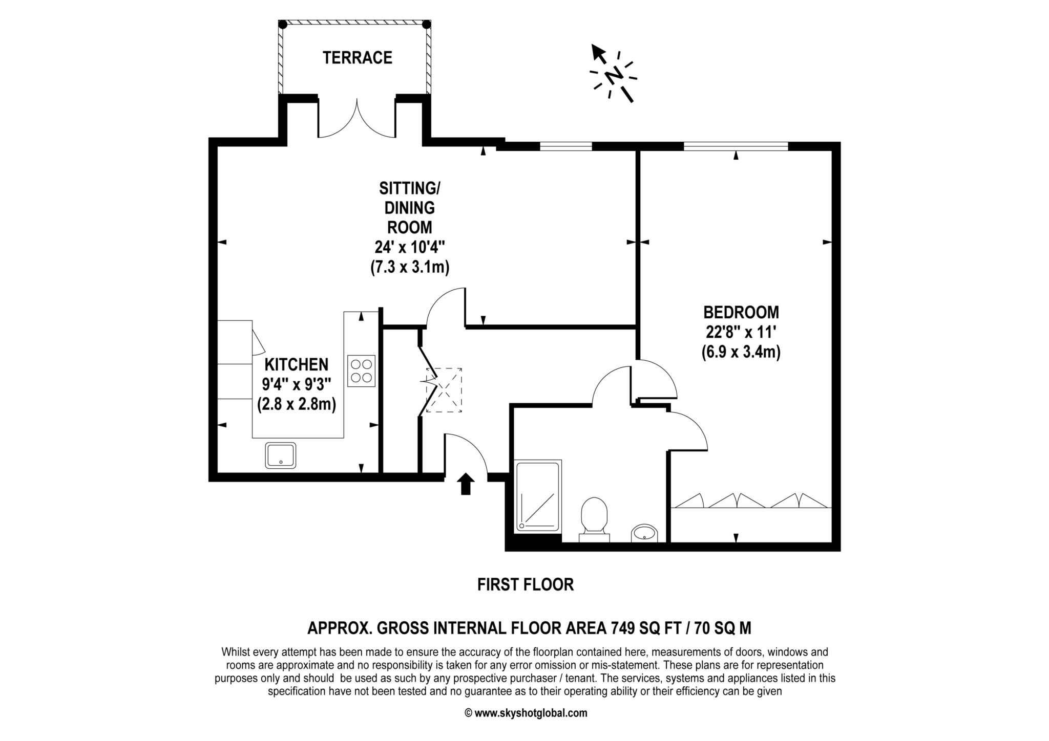 Floorplan - 1 Bedroom Apartment, Keble Court – Fleet