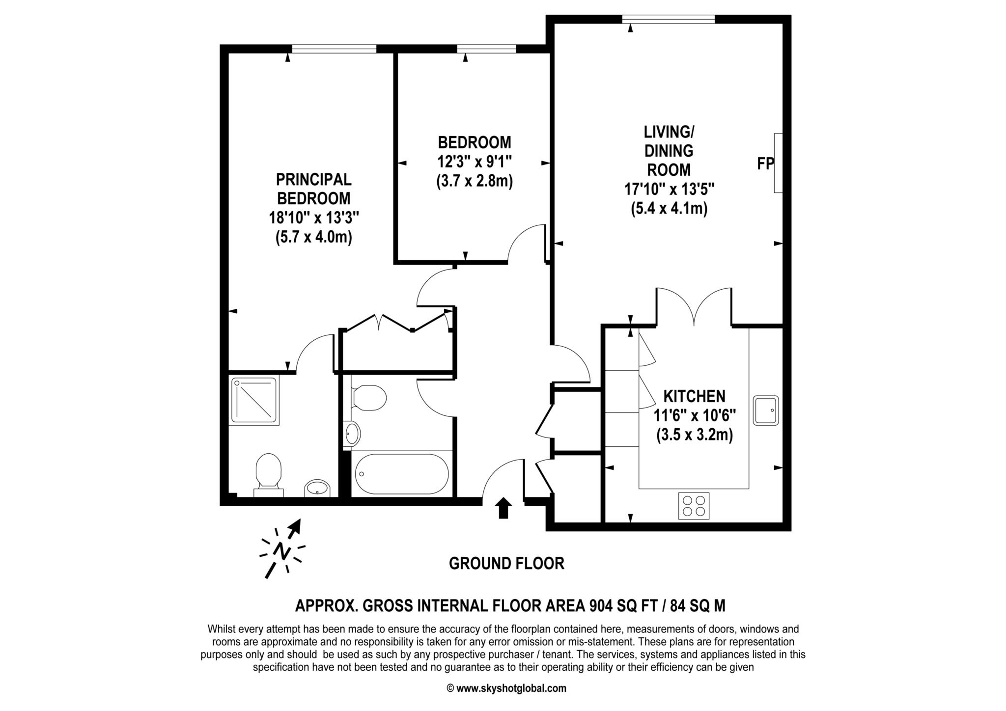 Floorplan - 2 Bedroom Apartment, The Ambassador – Sunningdale