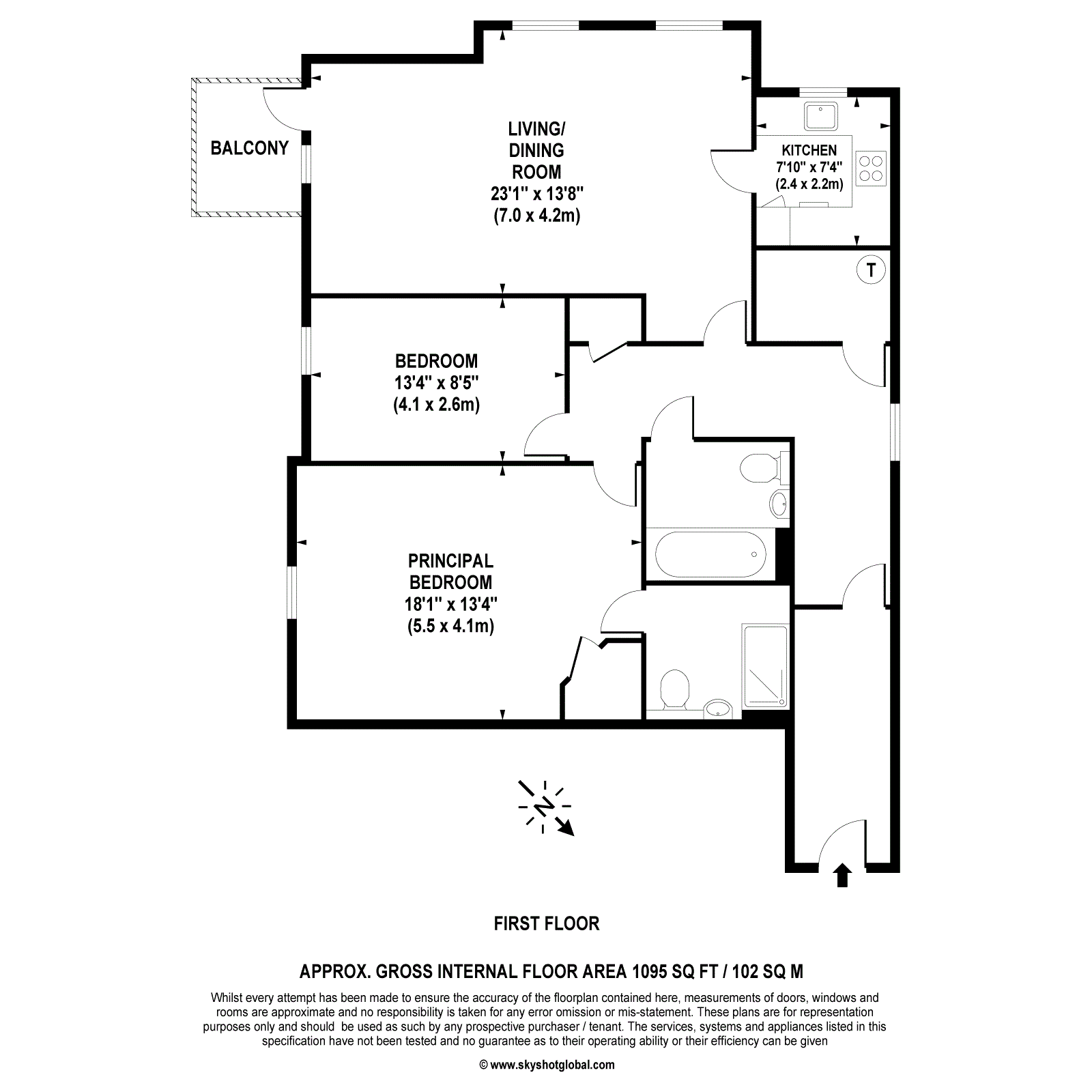 Floorplan - 2 Bedroom Apartment, Queen`s Gate – Wokingham