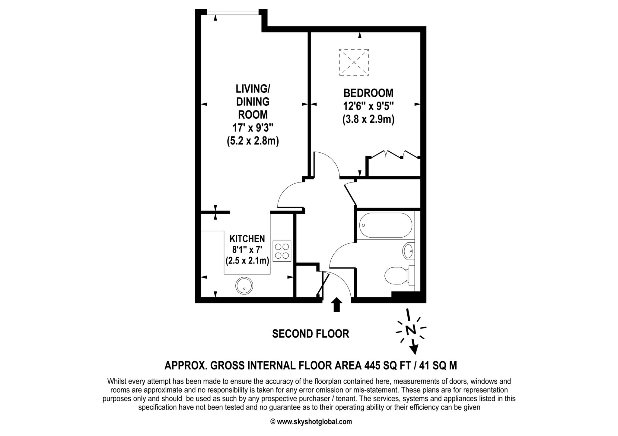 Floorplan - 1 Bedroom Apartment, Kingston Lodge – New Malden