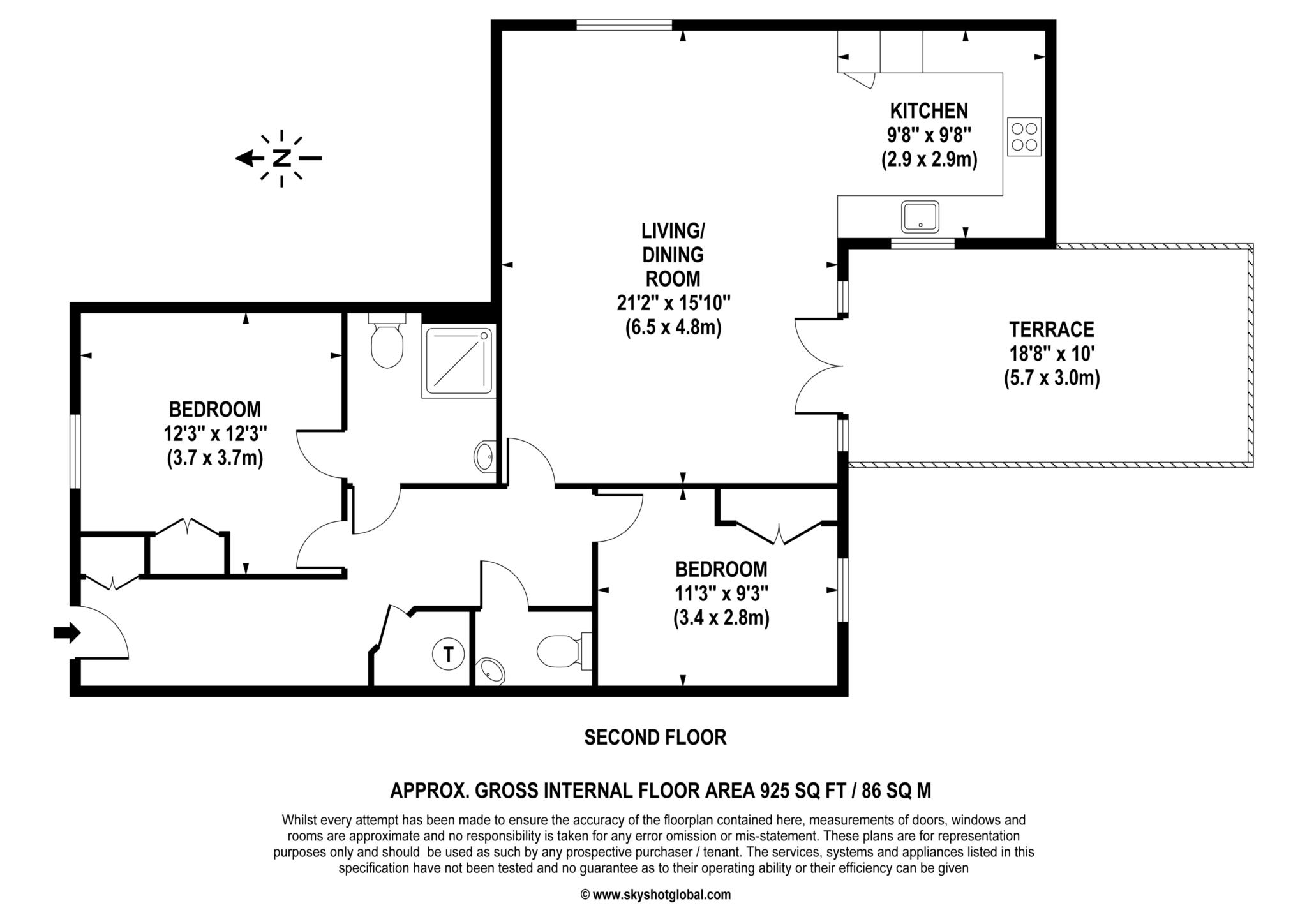Floorplan - 2 Bedroom Apartment, Lynwood Village – Ascot