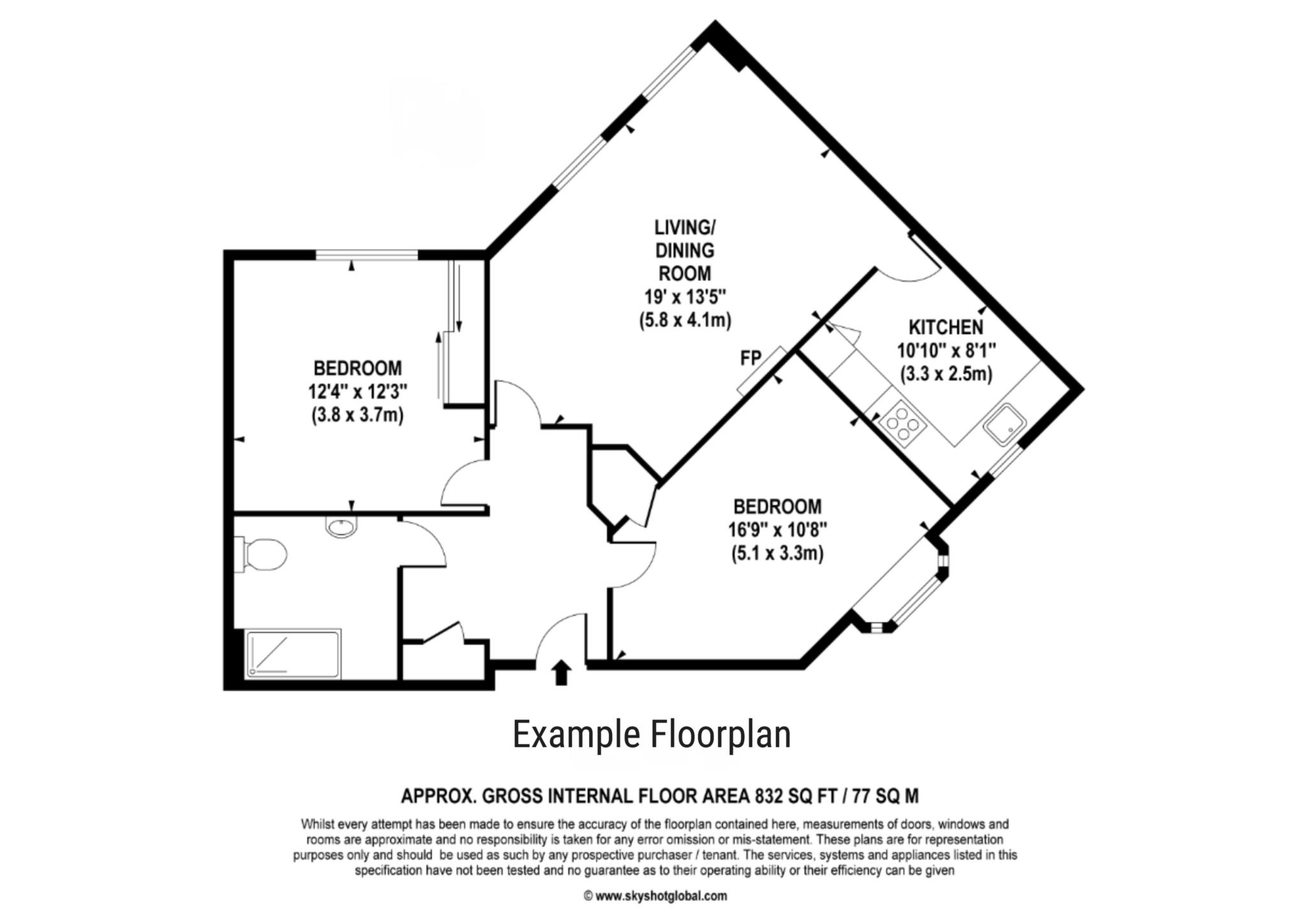 Floorplan - 2 Bedroom Apartment, Fullerton Court – Teddington