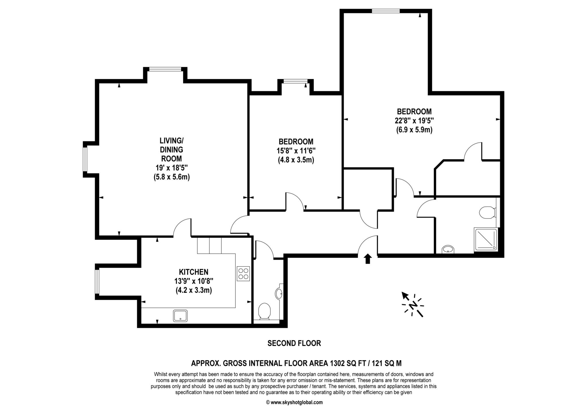 Floorplan - 2 Bedroom Apartment, Edward Place – Walton