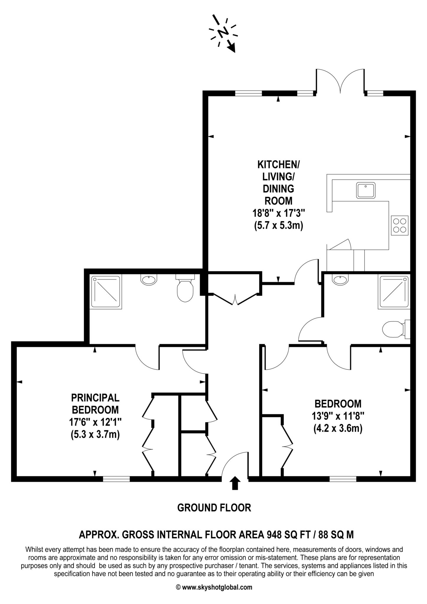 Floorplan - 2 Bedroom Apartment, Lynwood Village – Ascot