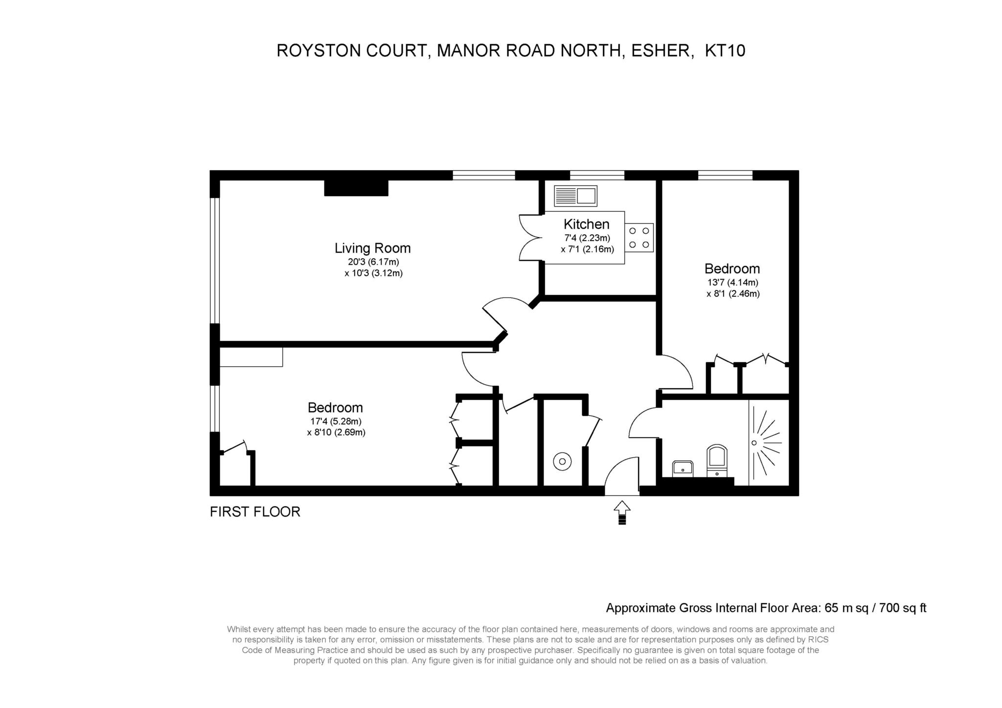 Floorplan - 2 Bedroom Apartment, Royston Court – Hinchley Wood