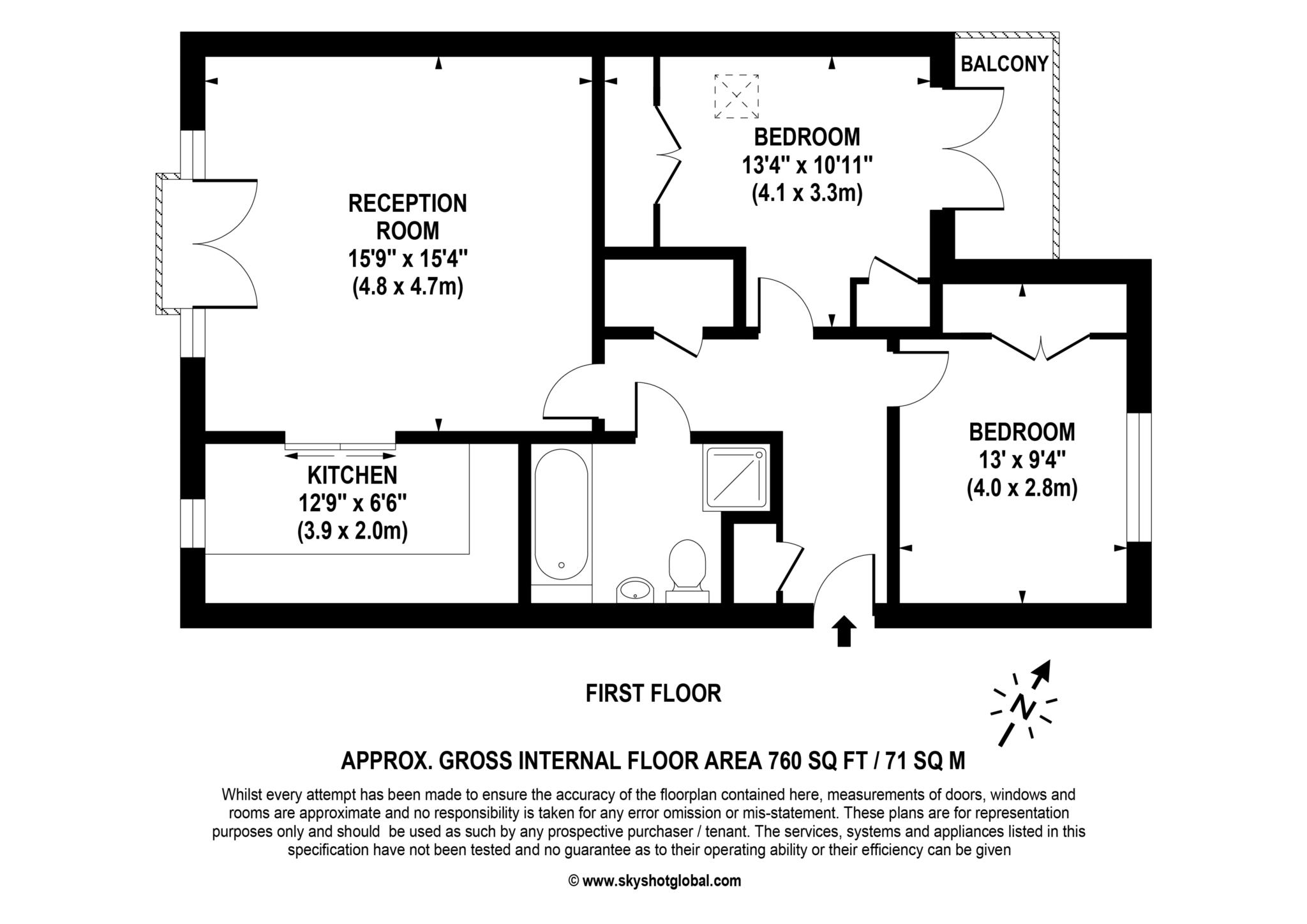 Floorplan - 2 Bedroom Apartment, Cobham Grange – Cobham
