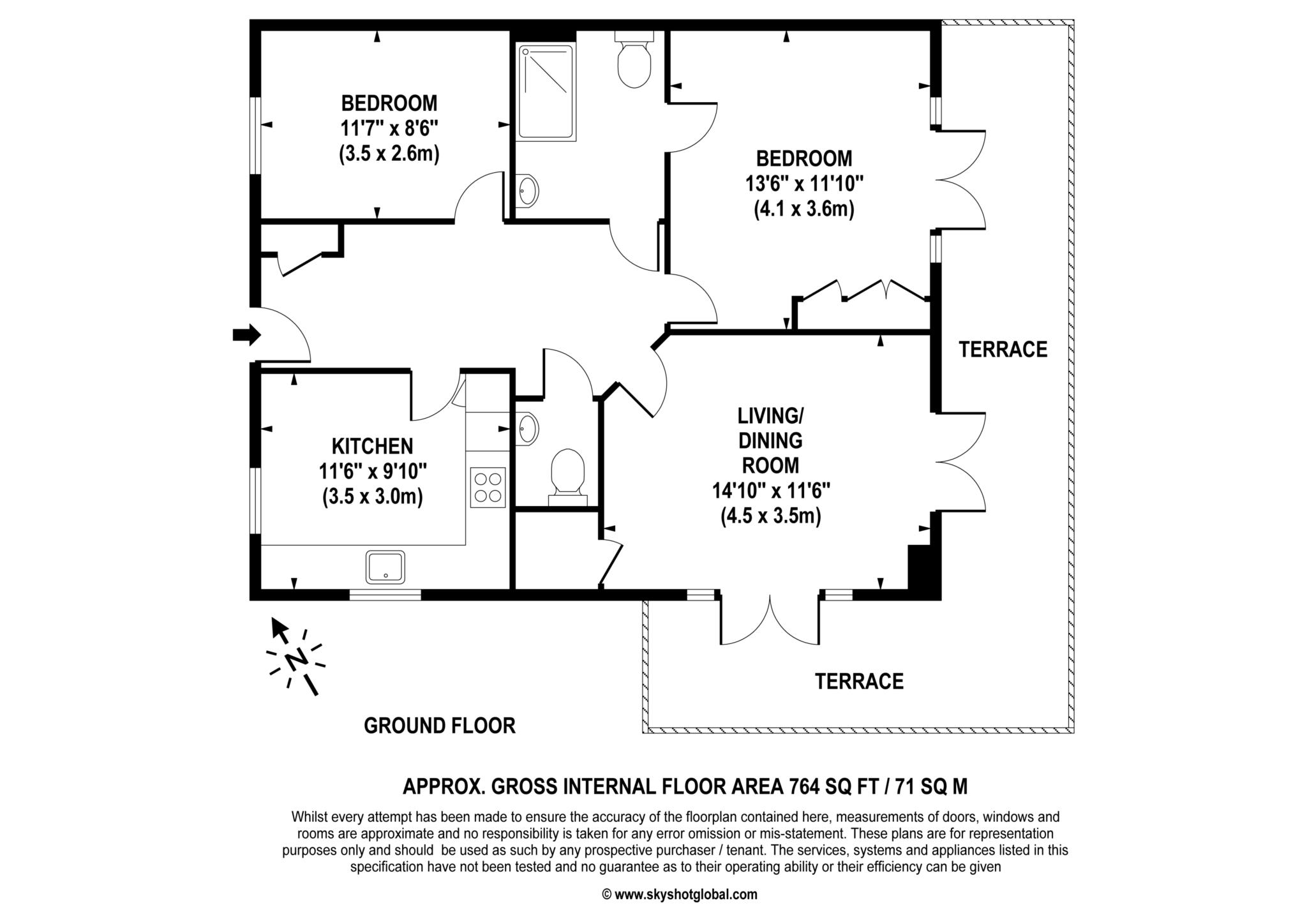 Floorplan - 2 Bedroom Apartment, Lynwood Village – Ascot